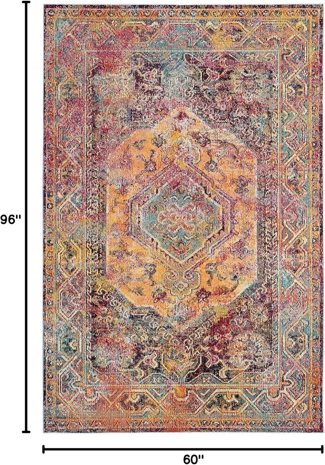 Crystal CRS514 Power Loomed Area Rug - Teal/Rose - 5'x8' - Safavieh.