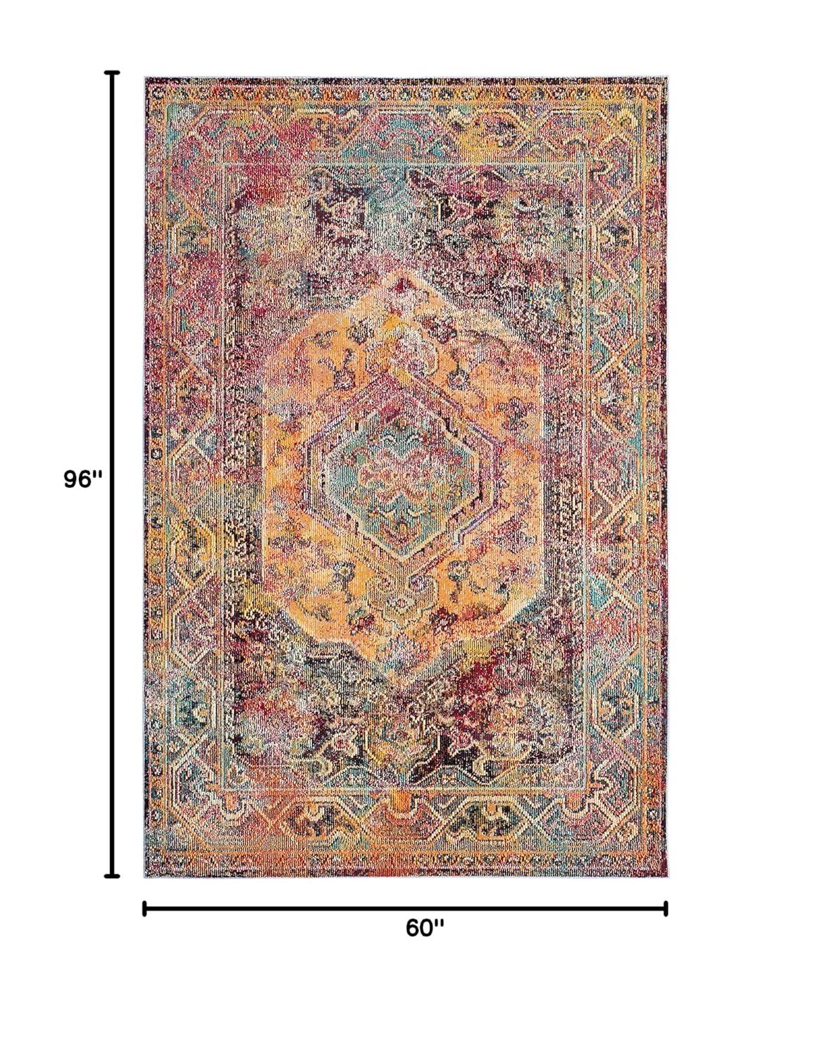 Crystal CRS514 Power Loomed Area Rug - Teal/Rose - 5'x8' - Safavieh.