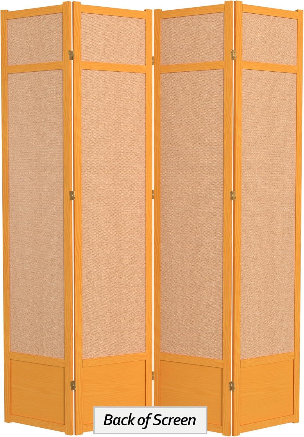Oriental Furniture 7 Ft Tall Jute Shoji Screen, honey, 4 panel