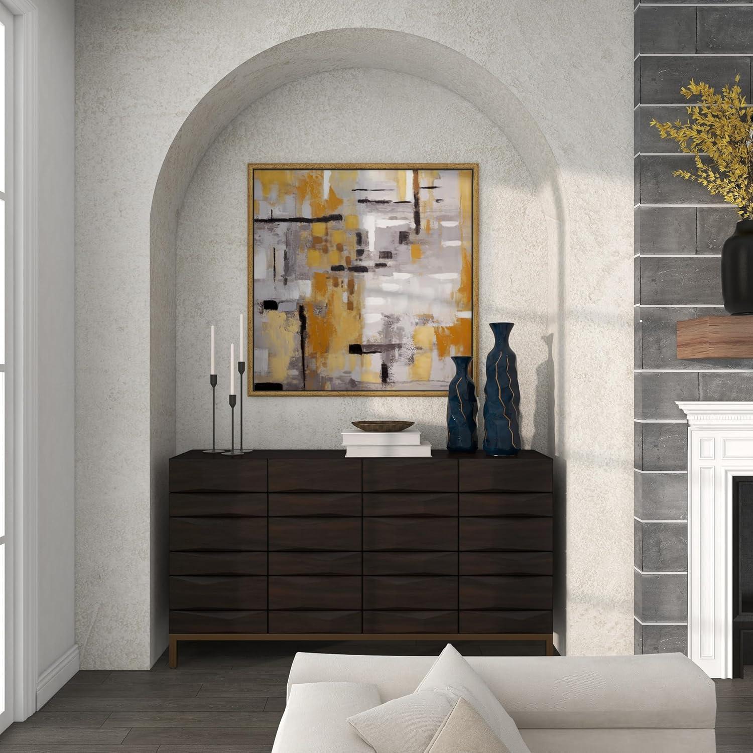 DecMode Blue Ceramic Modern and Coastal Vase 5"W x 15"H, featuring Minimalist Design with clean Lines and Angular Structures