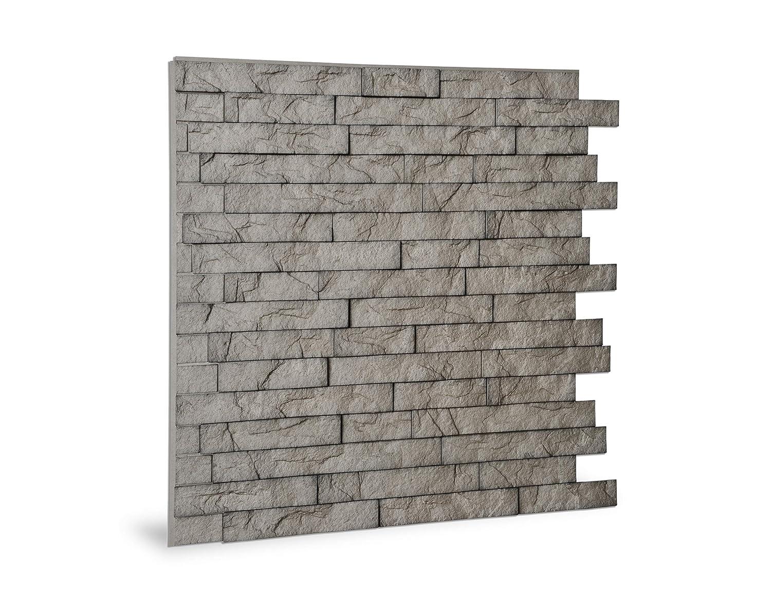 Innovera Decor by Palram Ledge Stone 24" x 24" PVC Wall Paneling in Portland Cement