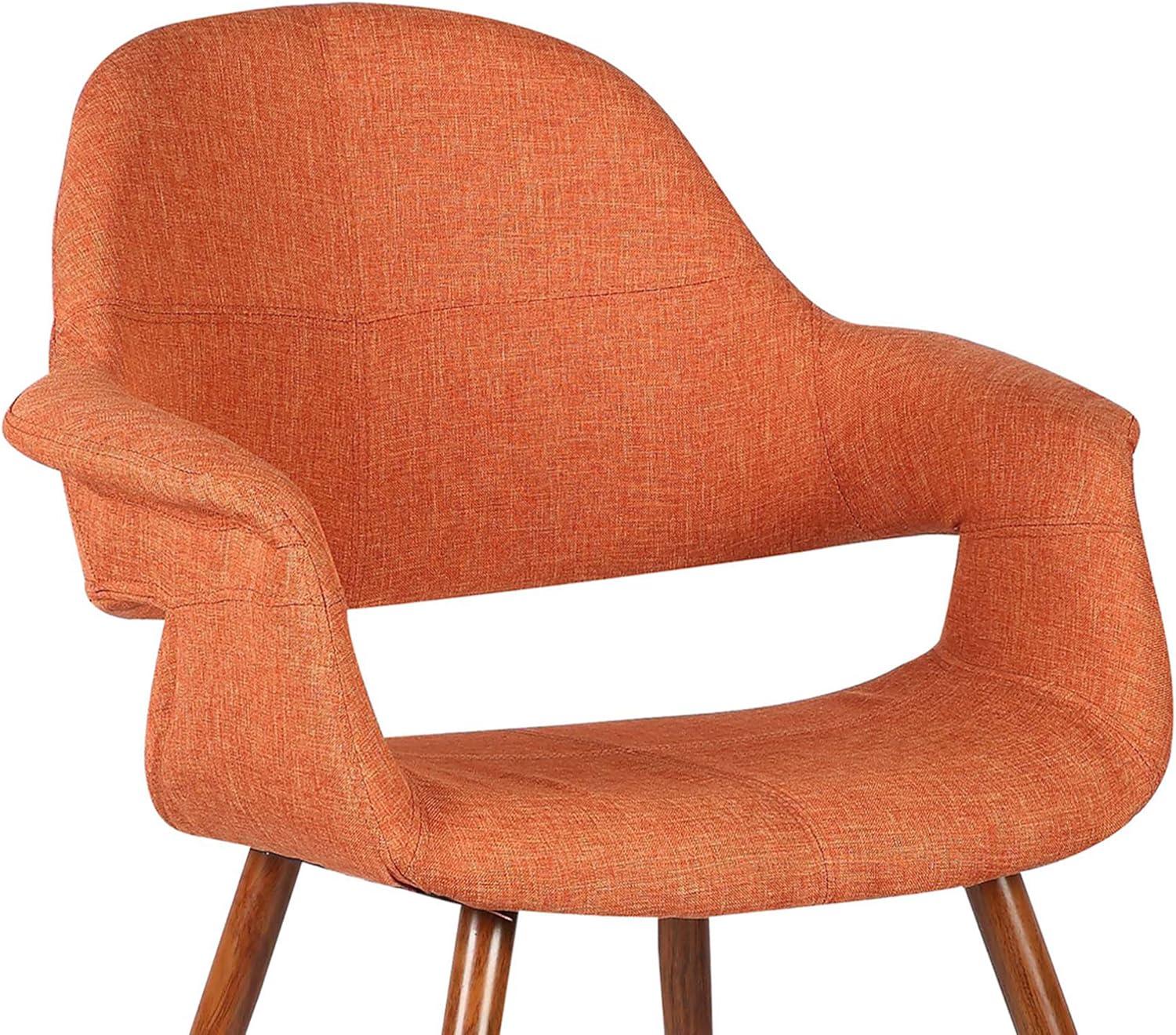 Phoebe Mid-Century Dining Chair Pumpkin - Armen Living: Upholstered, Walnut Legs, 250lb Capacity