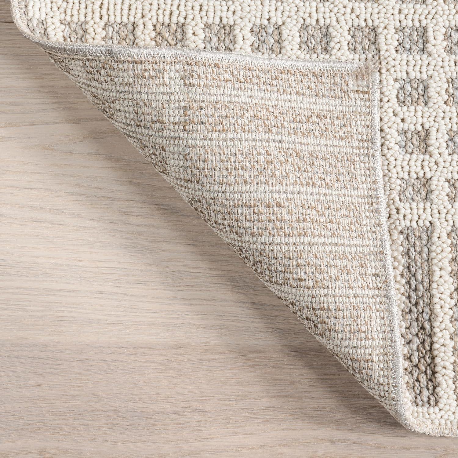 Nuloom Yulia Geometric Bands Pet Friendly Machine Washable Area Rug, 4' x 6', Light Grey