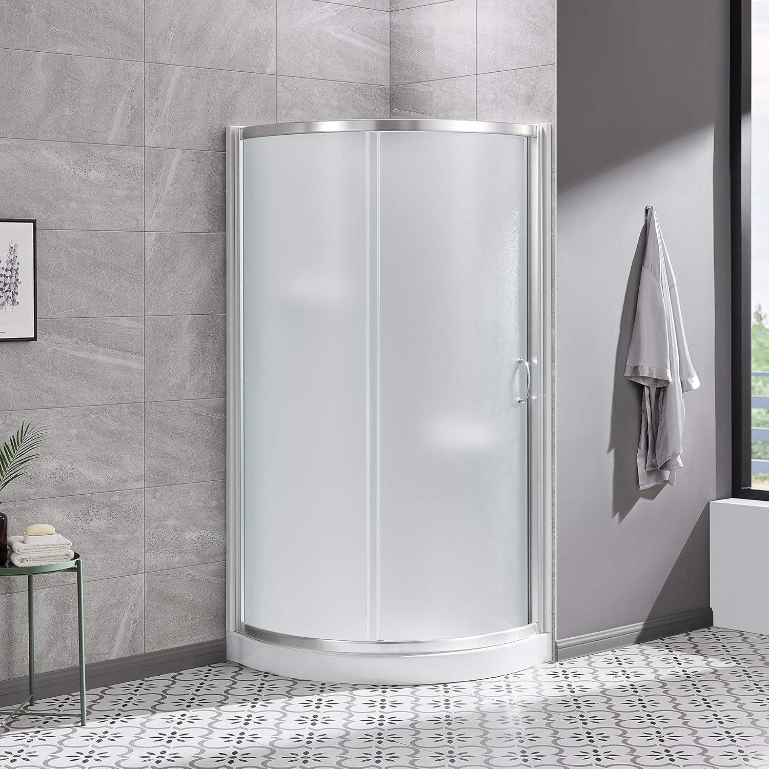 Breeze 32 in. Corner Shower Sliding Door with Walls and Base included, Frosted Glass