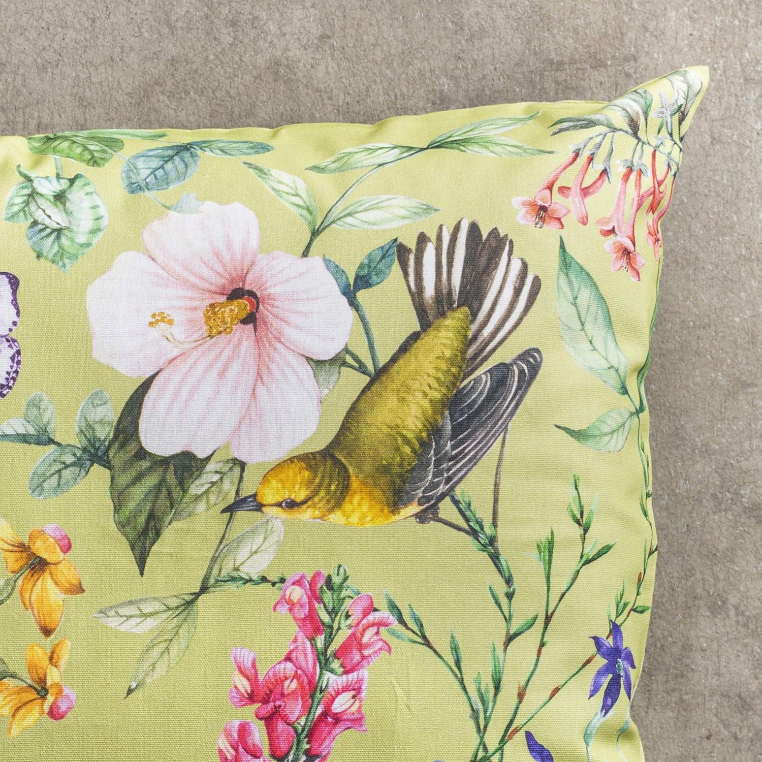 Floral Birds Cotton Decorative Pillow Cover 20" x 20"