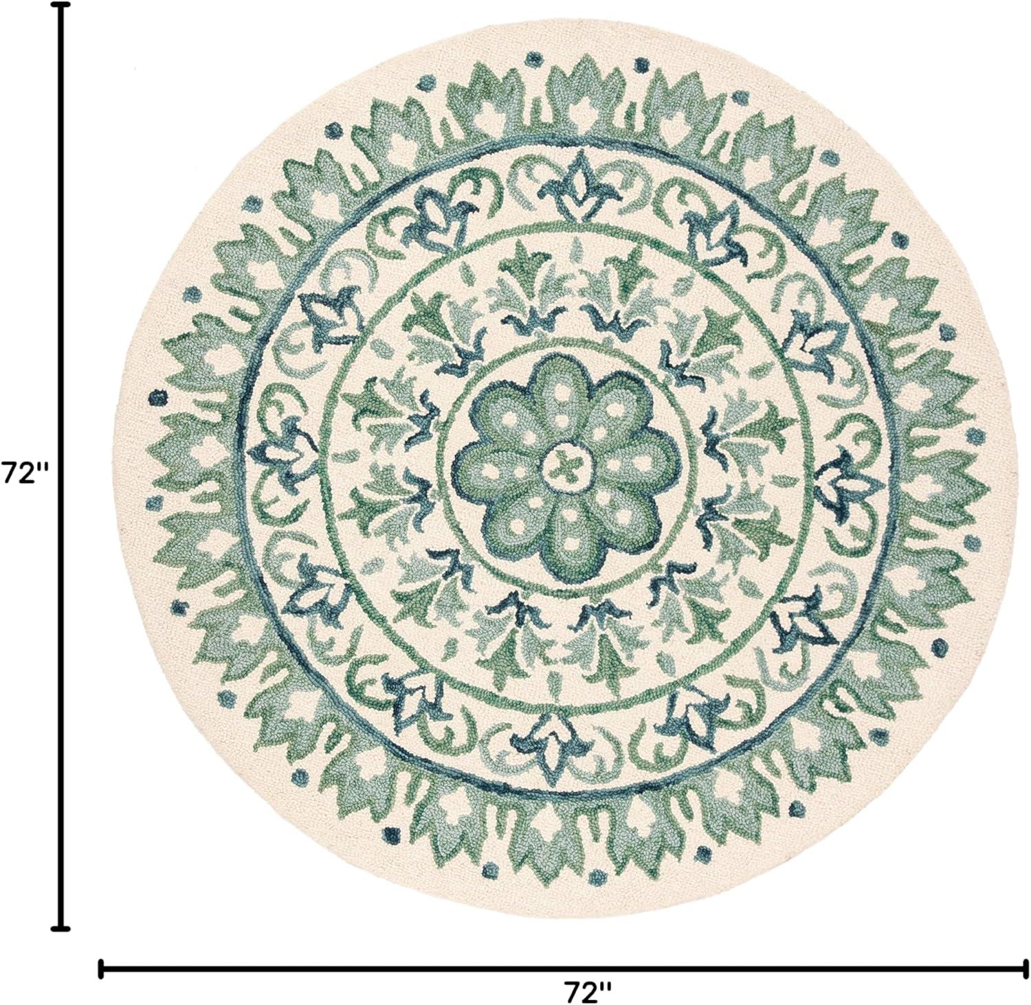 Novelty NOV607 Hand Tufted Area Rug - Ivory/Teal - 6' Round - Safavieh.