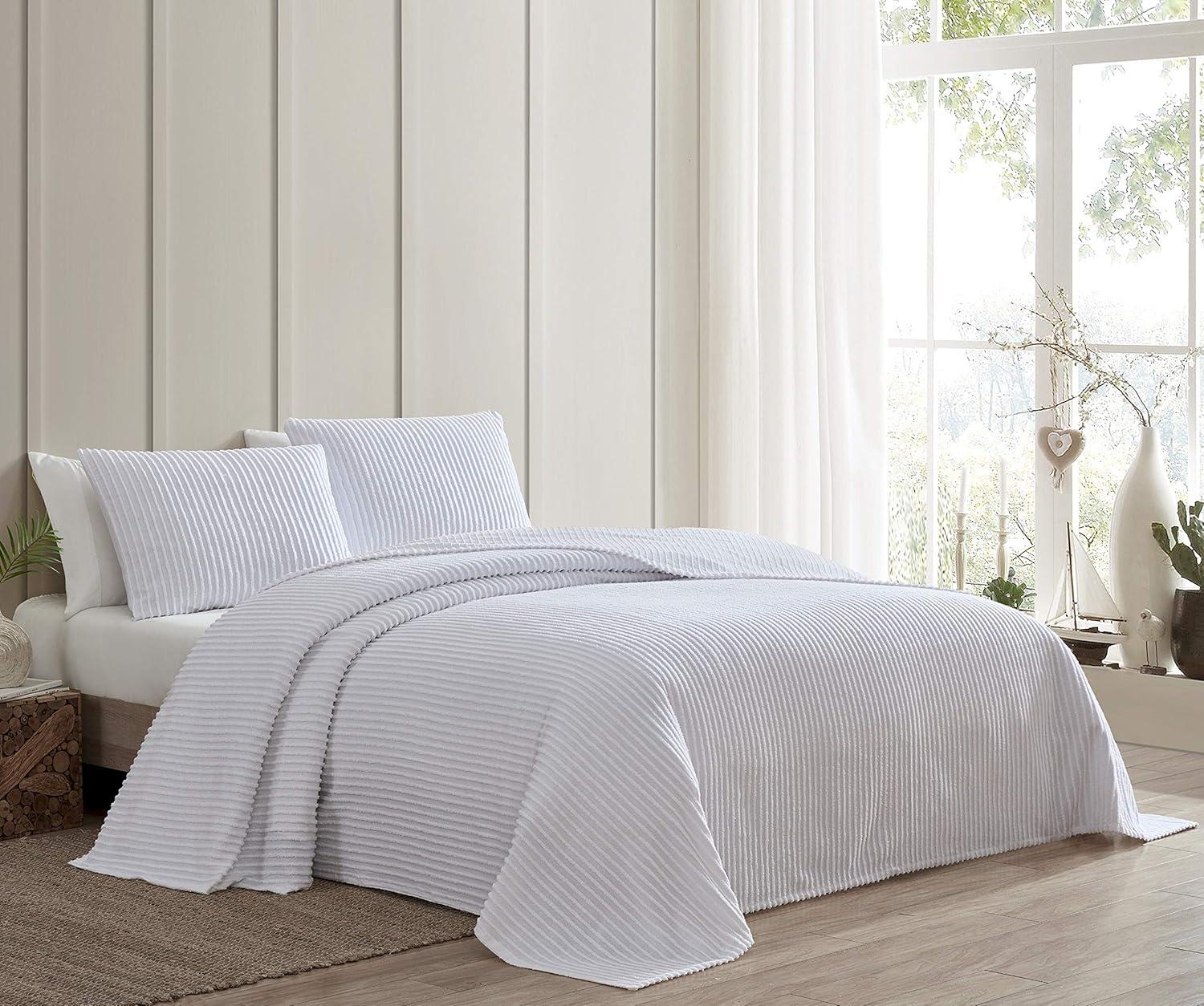 Beatrice Home Fashons Channel Chenille Standard Sham White