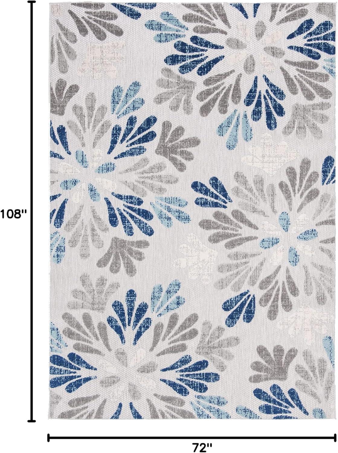 Cabana CBN800 Power Loomed Indoor/Outdoor Area Rug - Grey/Blue - 6'x9' - Safavieh.