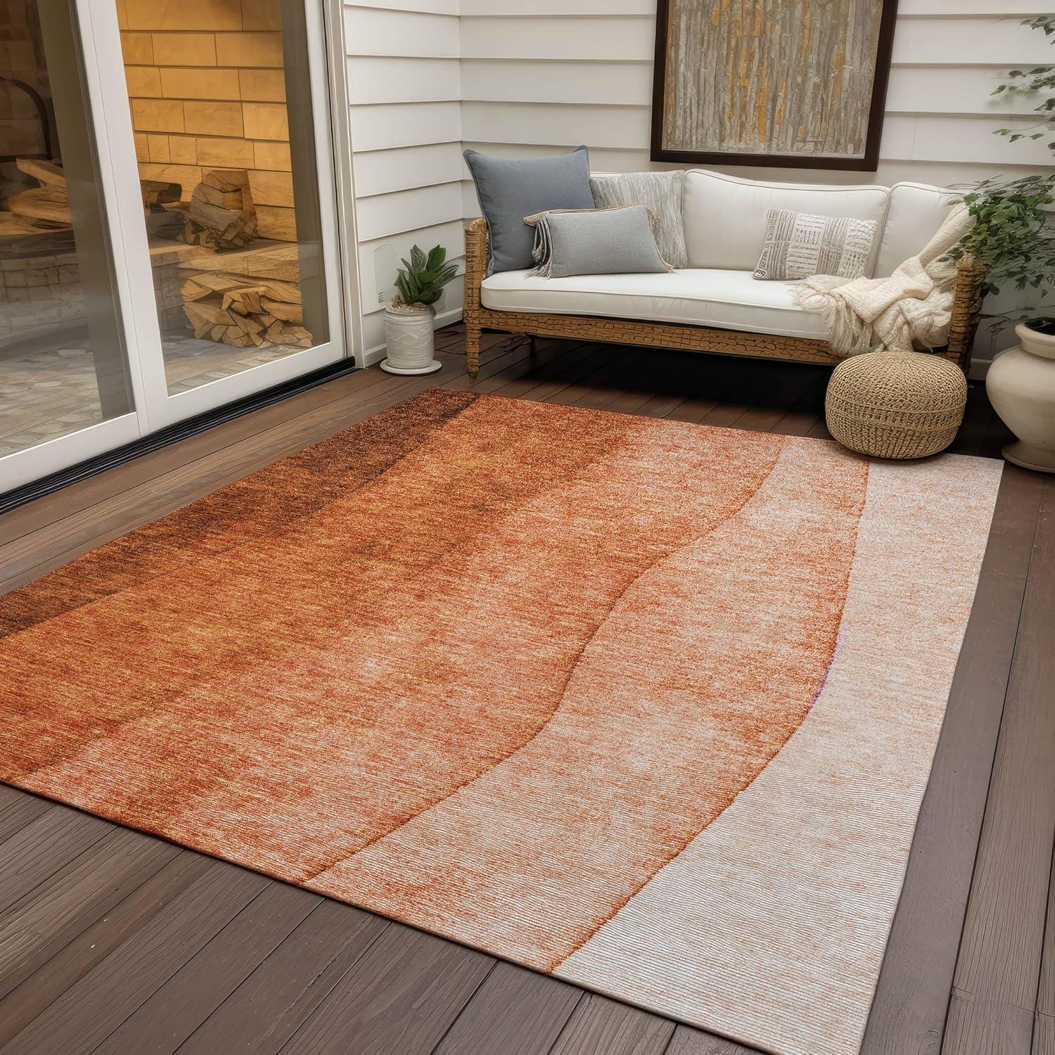Paprika Ombre Rectangular 8' x 10' Synthetic Area Rug