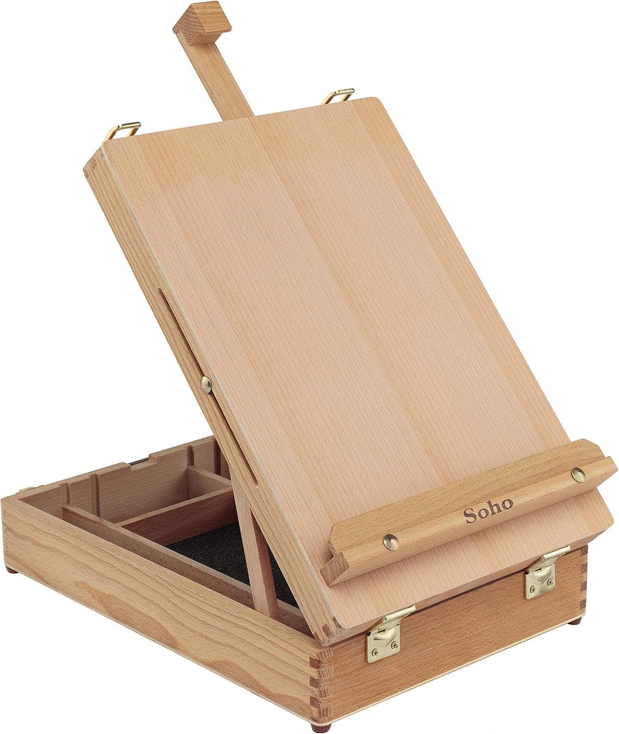 Beechwood Adjustable Table Easel and Sketch Box with Storage