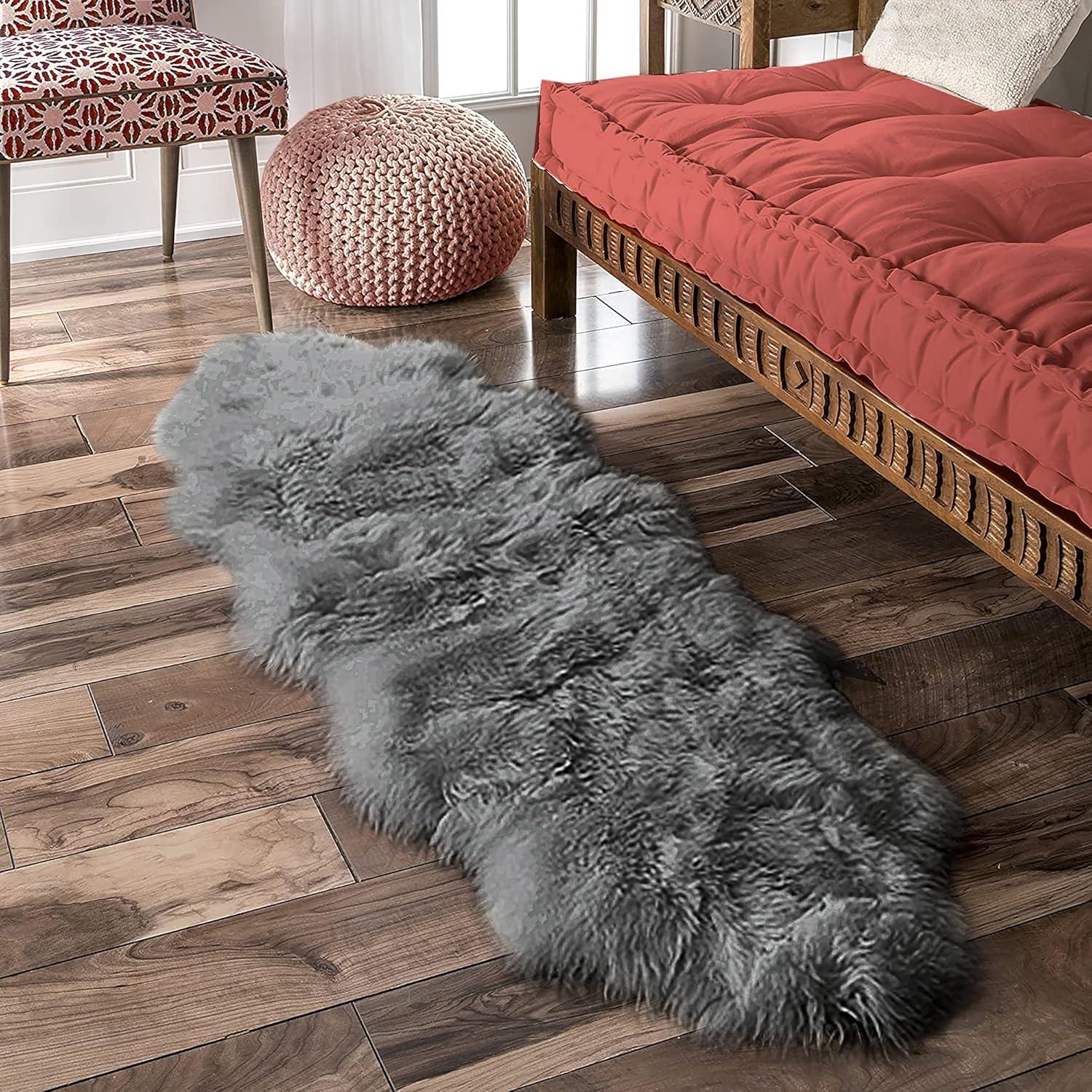 Plush Handmade Platinum Sheepskin Fur 2'x6' Luxurious Runner Rug