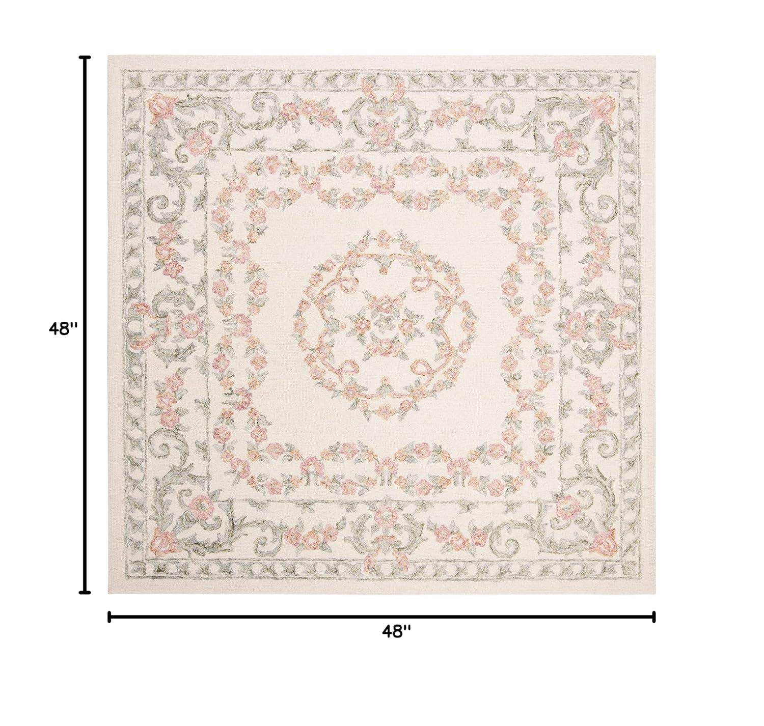 Ivory Wool Handmade Tufted Square Rug, 48" x 48"