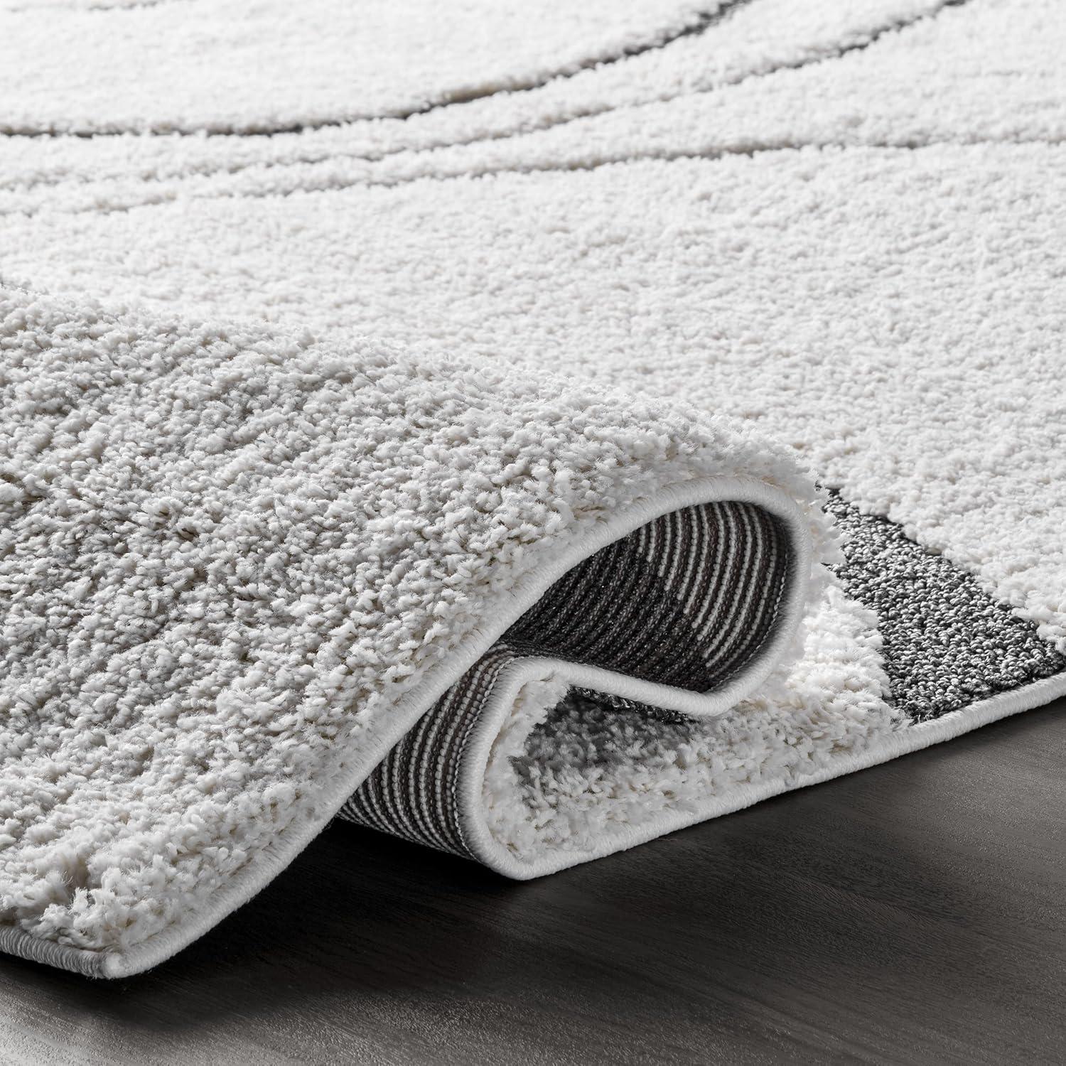 Nuloom Carolyn Abstract 3x5 Accent Shag Indoor Area Rug for Living Room Bedroom Dining Room Nursery Entryway, Beige/Grey