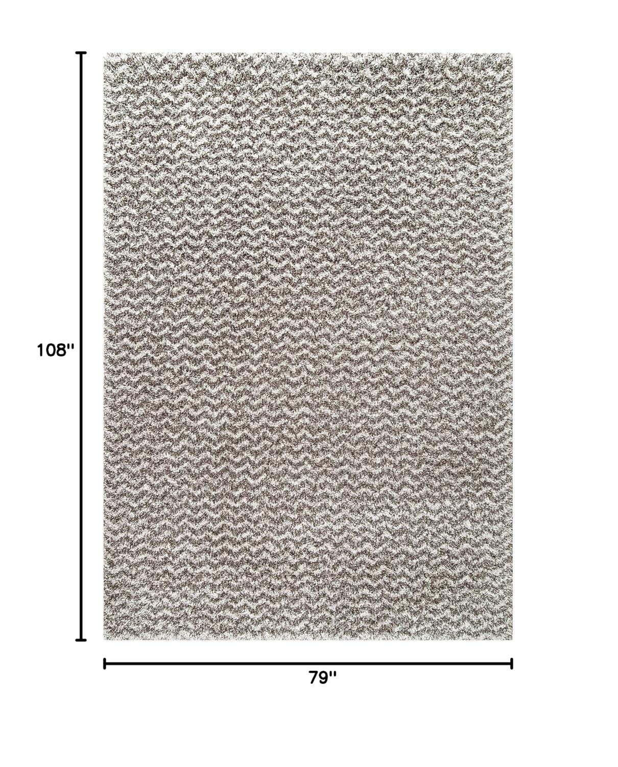 Nuloom Cuellar Striped 7x9 Shag Indoor Area Rug for Living Room Bedroom Dining Room Nursery, Dark Grey/Ivory