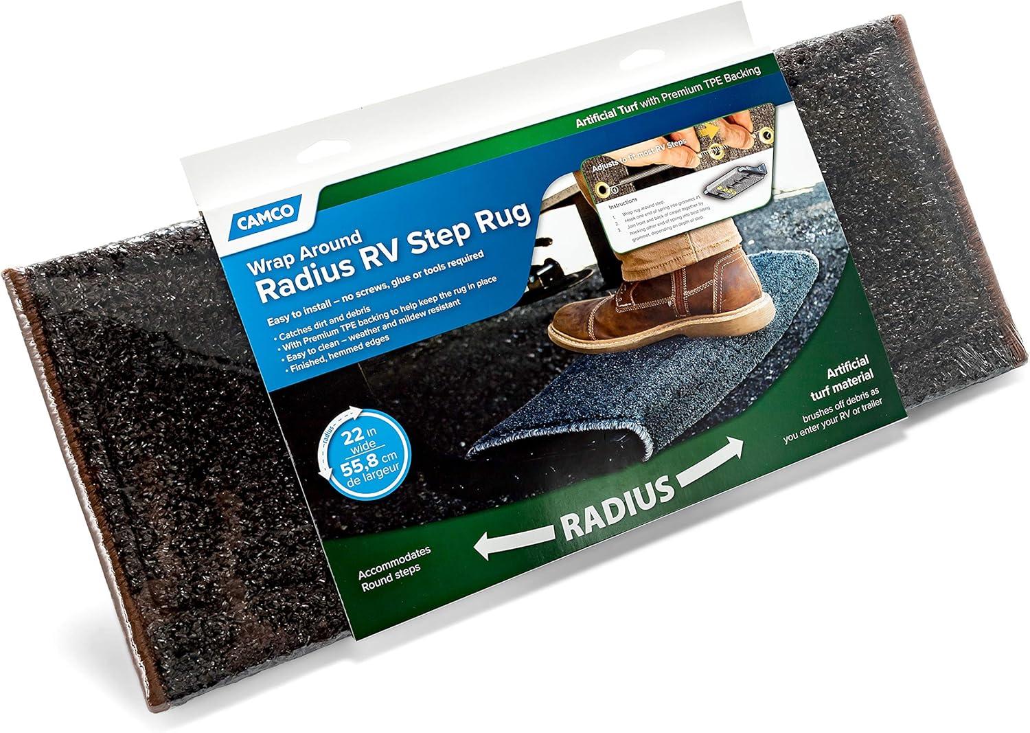 Camco Step Rug - Artificial Turf - 22-inches, Brown (42949)