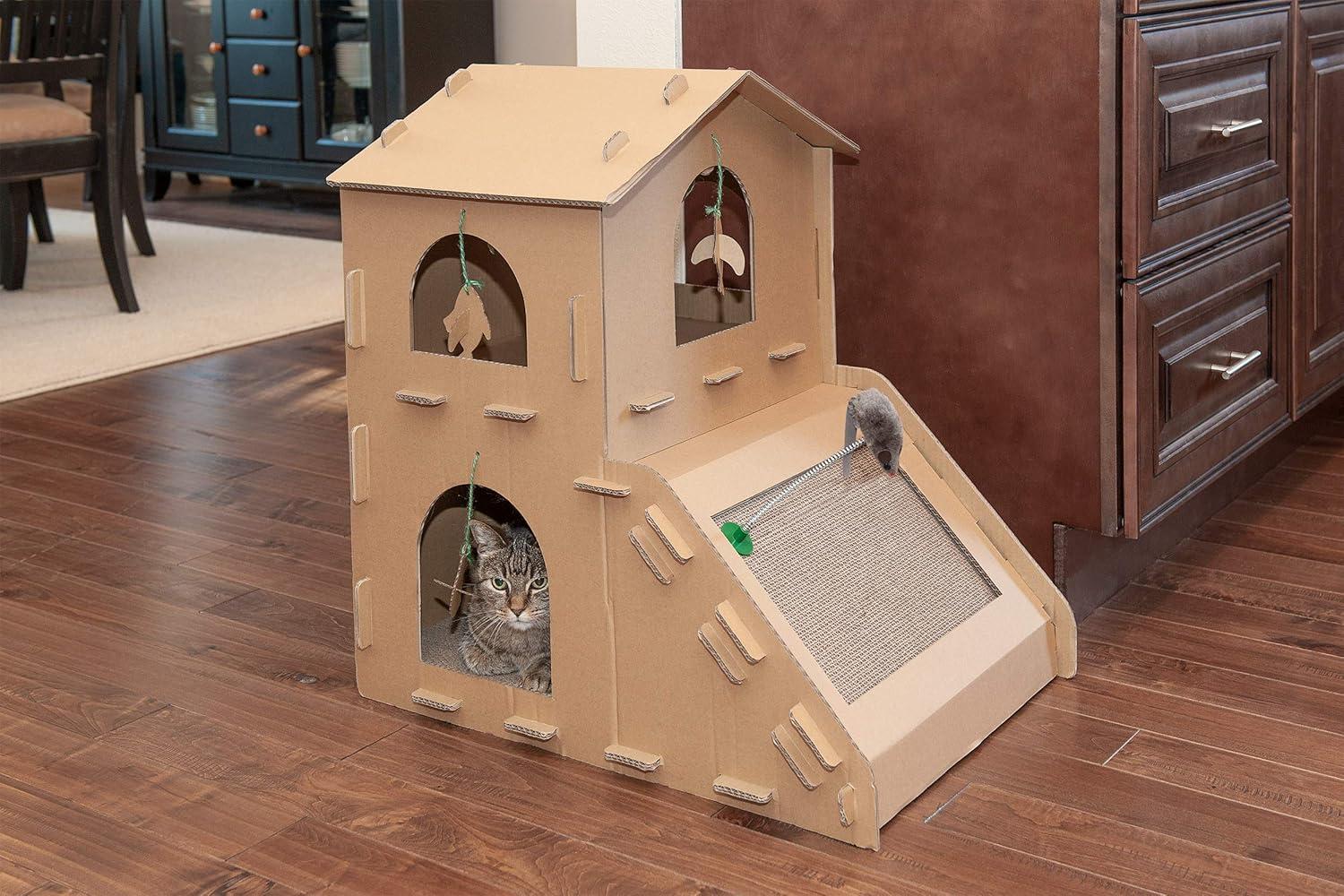 FurHaven Tiger Tough Townhouse Playground Scratcher House