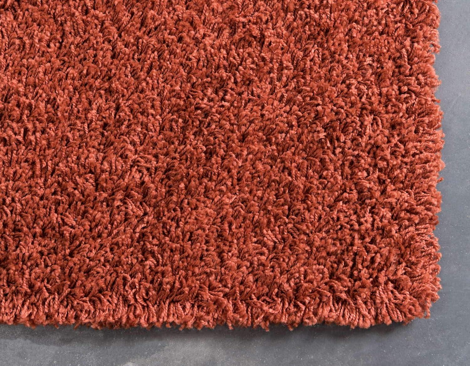 Rectangular 8' x 10' Red Synthetic Shag Area Rug