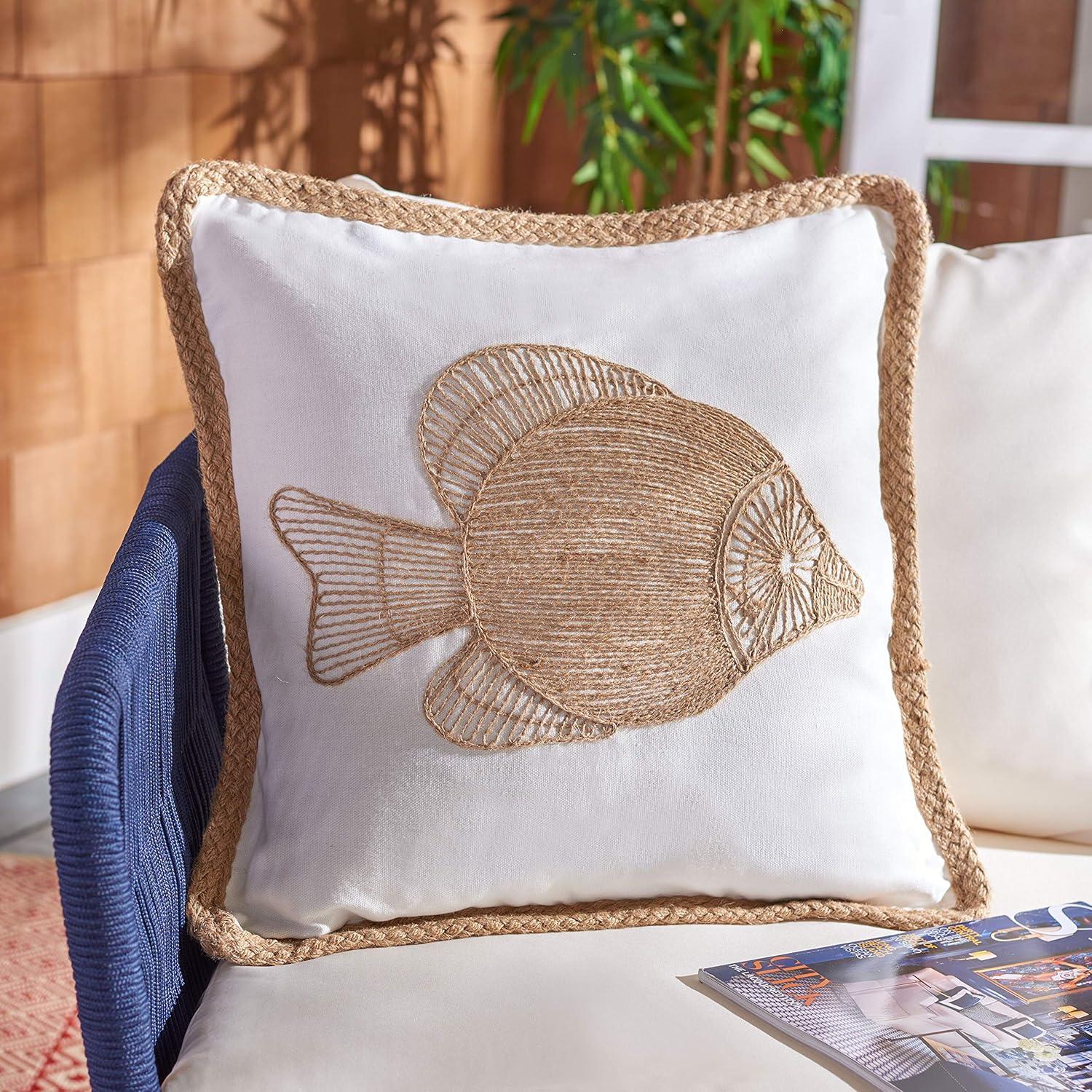 Schulz Embroidered Cotton Reversible Throw Pillow