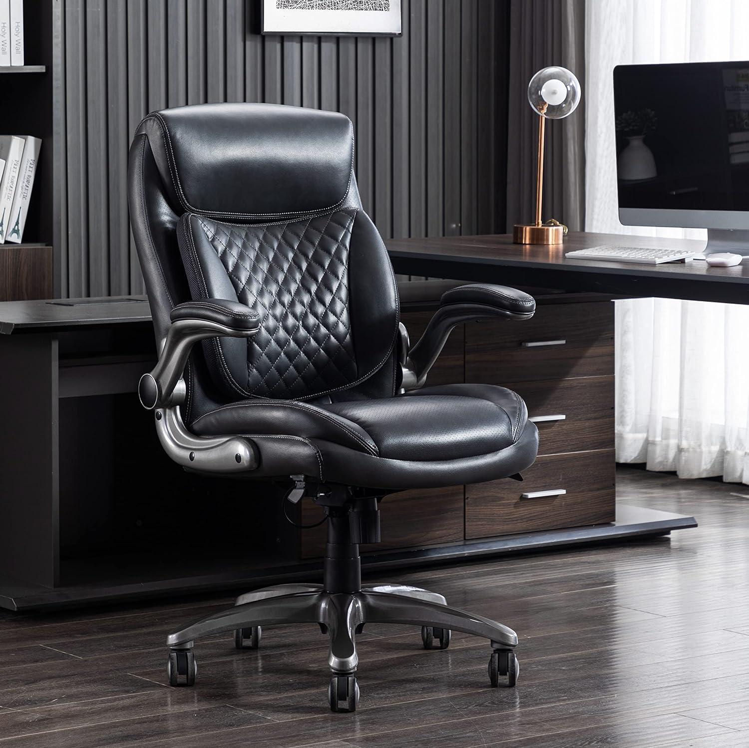 Gray Leather High Back Executive Swivel Office Chair