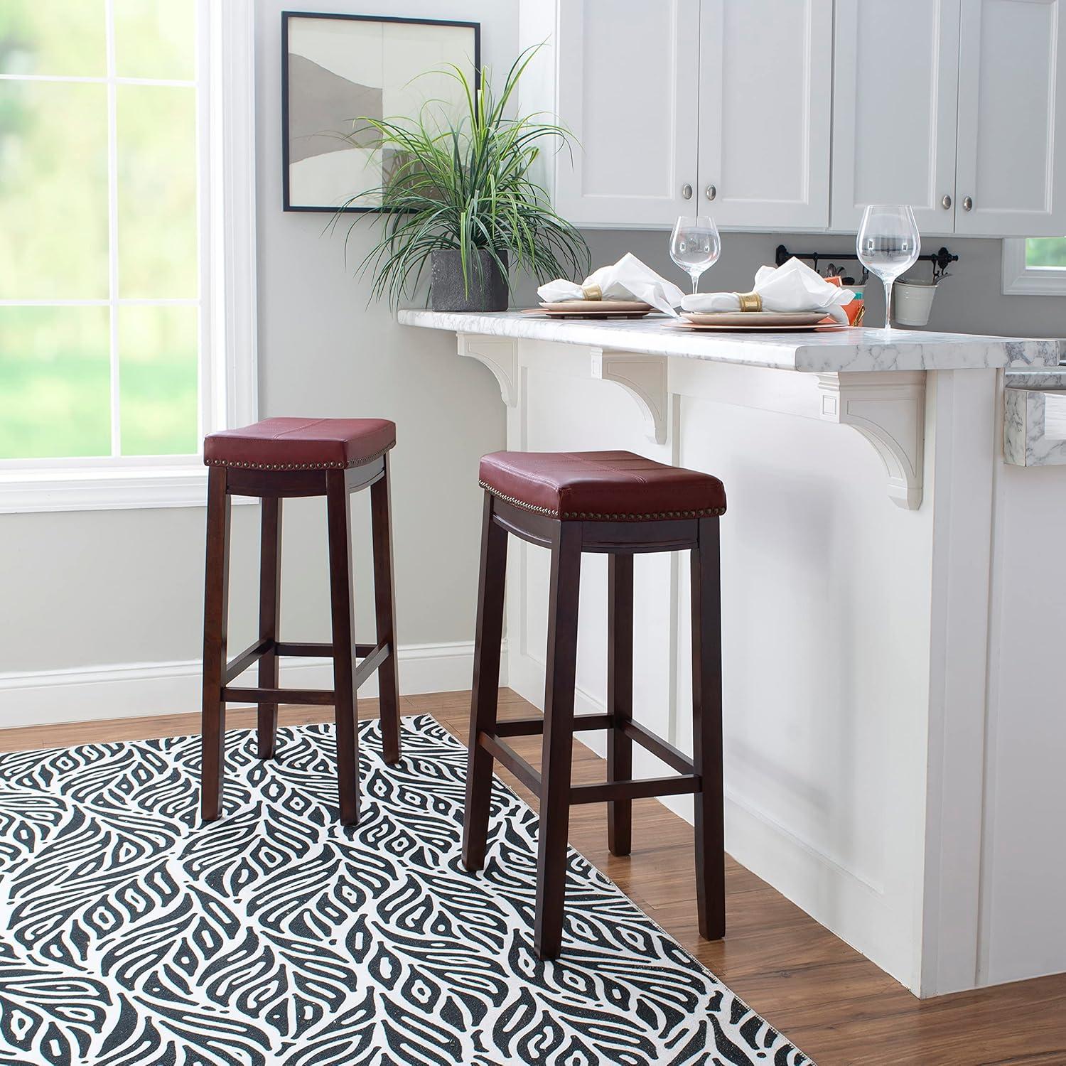 Padded Saddle Seat Barstool Hardwood - Linon