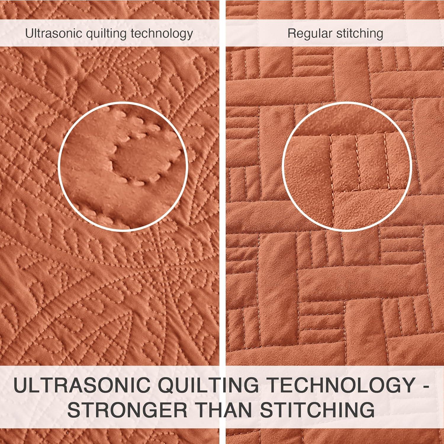 Queen Bed  Bedspreads 3 Piece Coin Pattern Umber - 3 Piece - Full - Queen