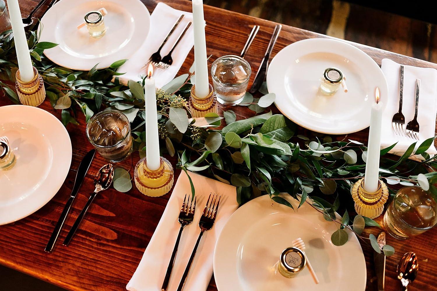 Candlestick Holder Set Of3 Glass Candle Holders for Taper,Pillar,Tealight Candle Amber