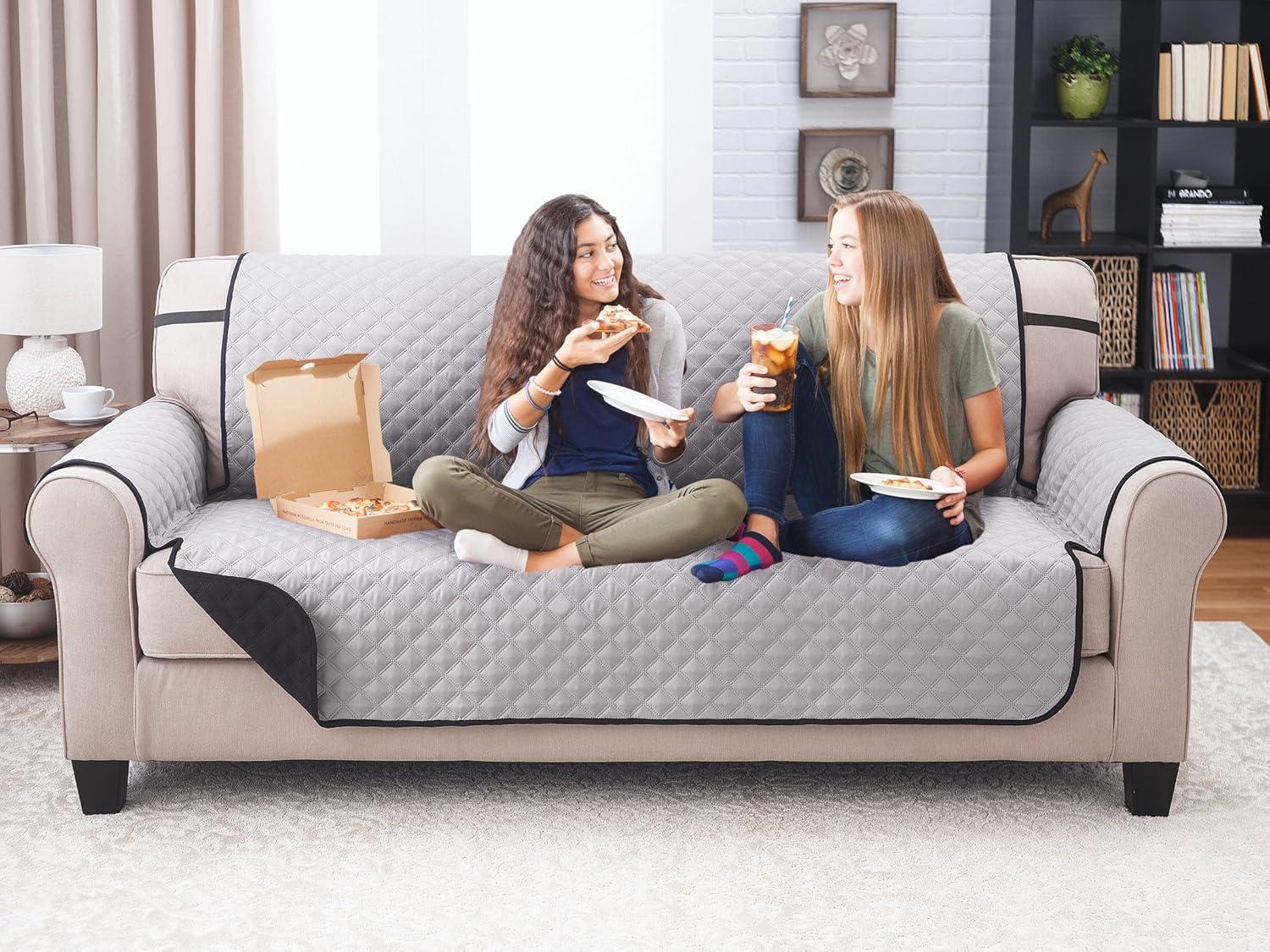Sofa Cover - Furniture Protector - Shield & Protects from Dogs, Cats, Pets, Kids, Stains - Reversible, Easy Wash & Dry - Chocolate & Tan - 110" W x 75" L