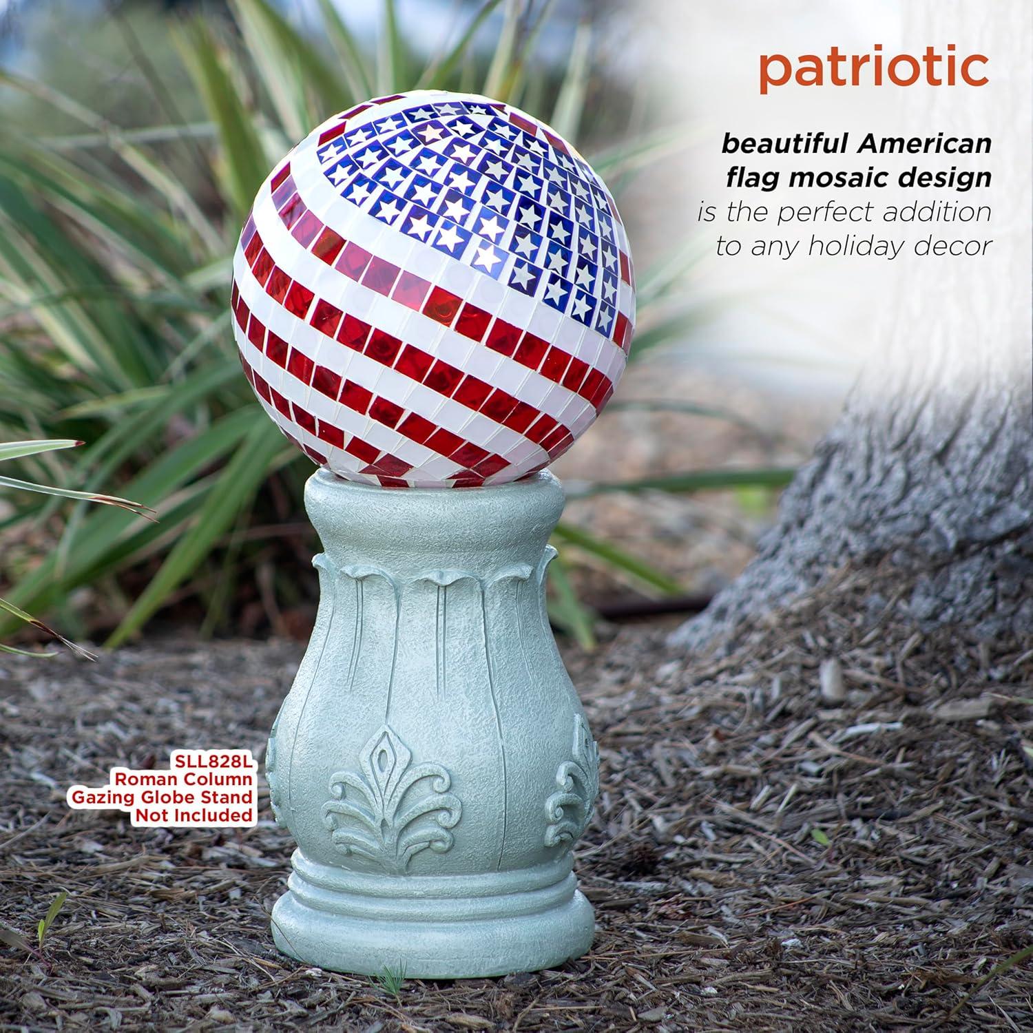 Patriotic Mosaic Glass American Flag Gazing Globe