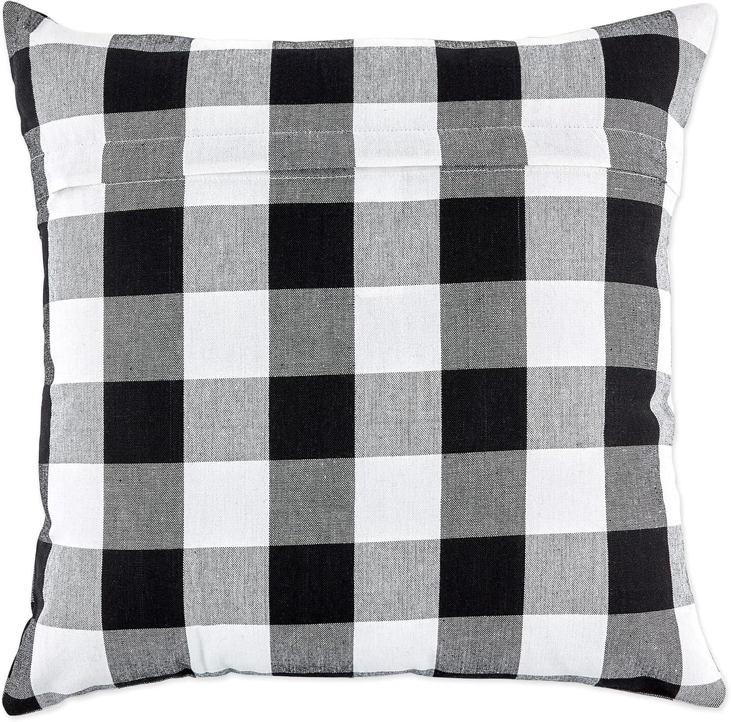 4pk 18"x18" Gingham Buffalo Check Assorted Square Throw Pillow Covers Black/White - Design Imports: Cotton, Machine Washable