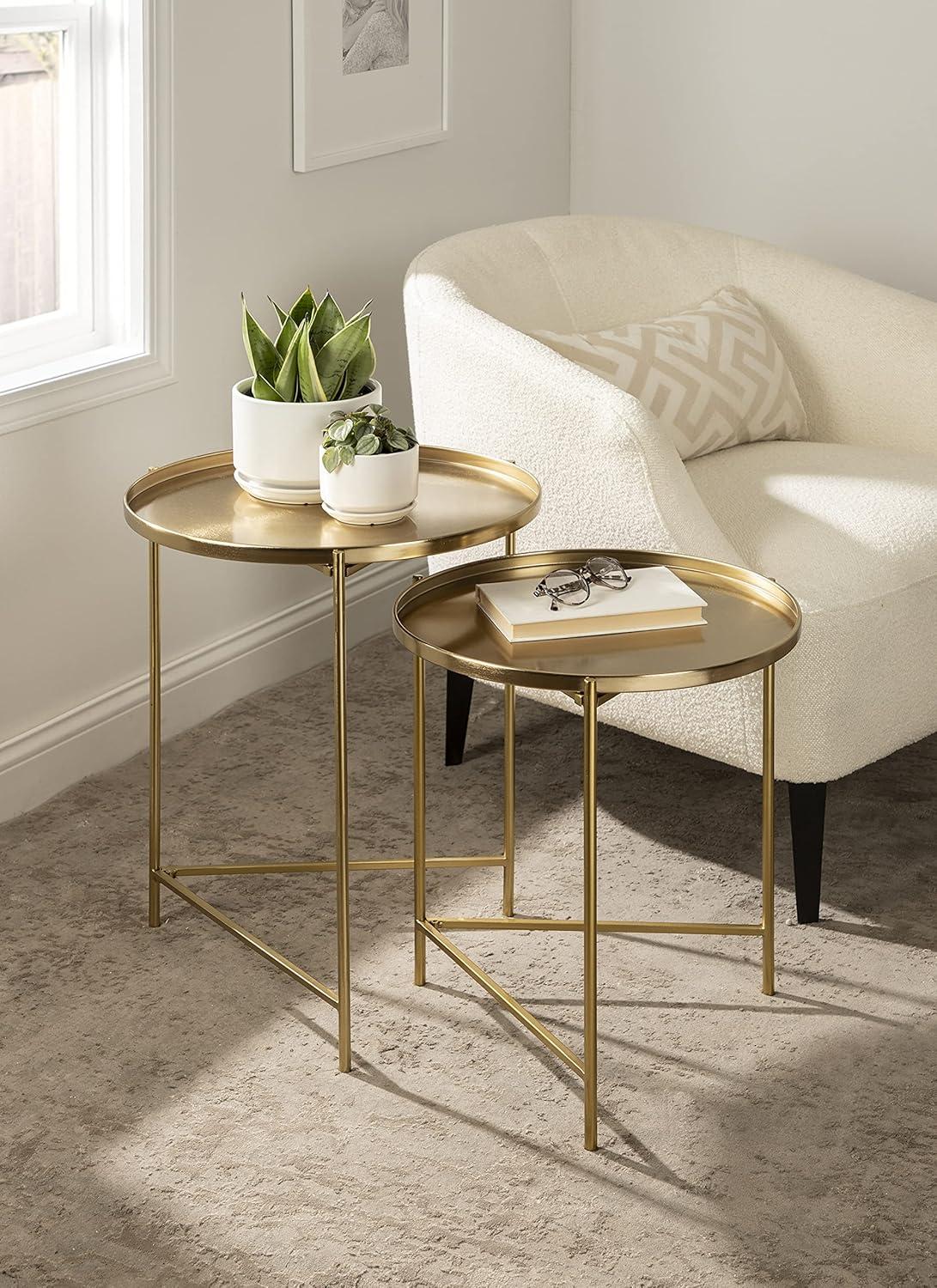 Kate and Laurel Ulani Round Metal Accent Table Set