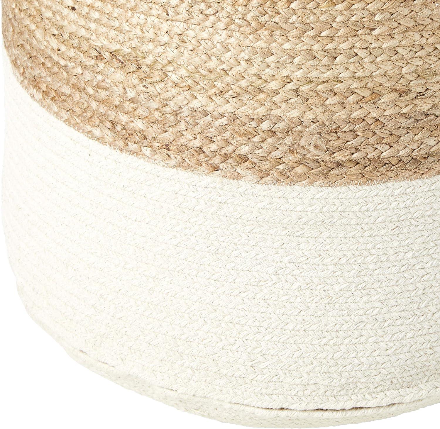 Sweed Valley Pouf Natural/White - Signature Design by Ashley: Braided, No Assembly, Jute Material