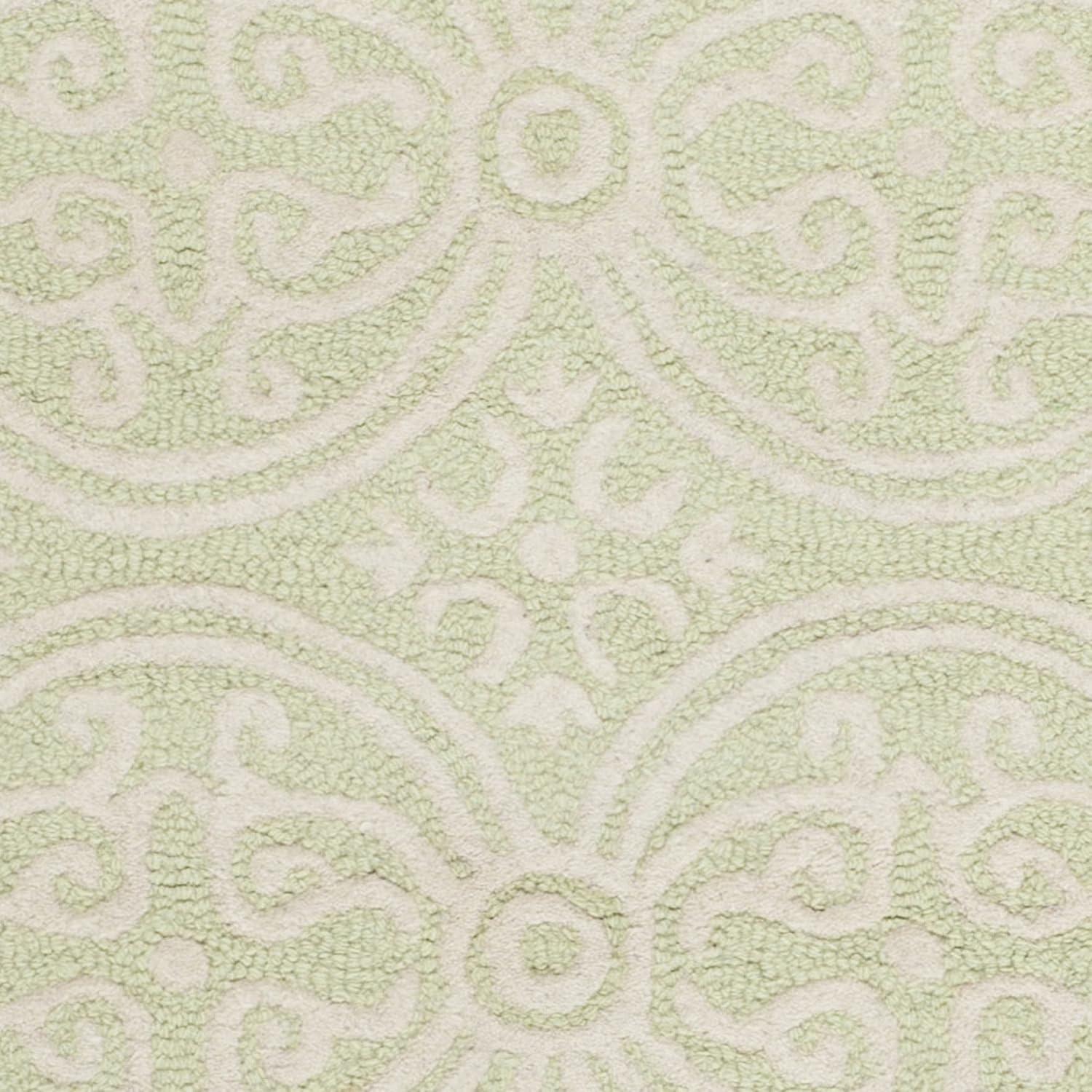 Hand-Tufted Cambridge Wool Area Rug 4' x 6' Light Green Ivory