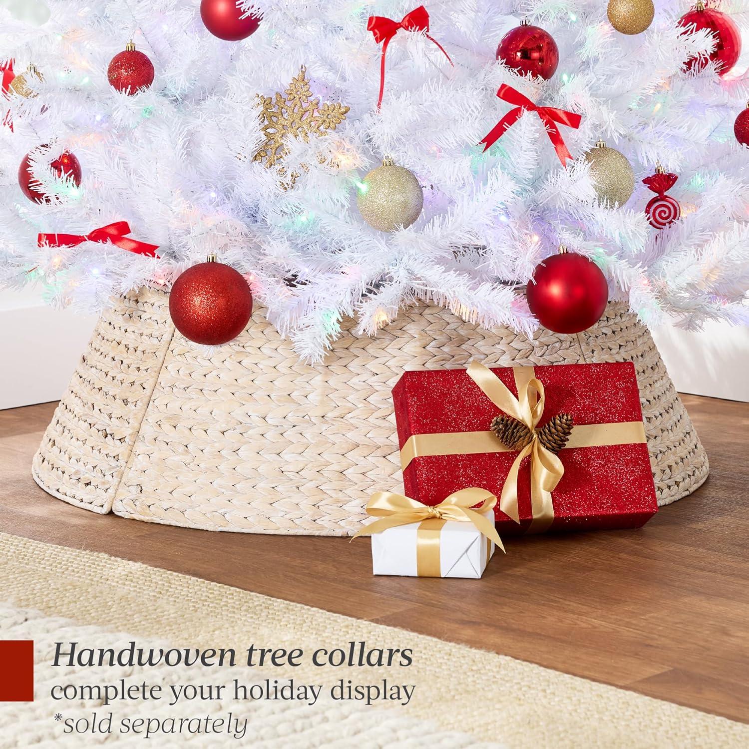 Best Choice Products 4.5ft Pre-Lit Premium Hinged Artificial White Christmas Pine Tree w/ 200 Multicolor Lights, Stand