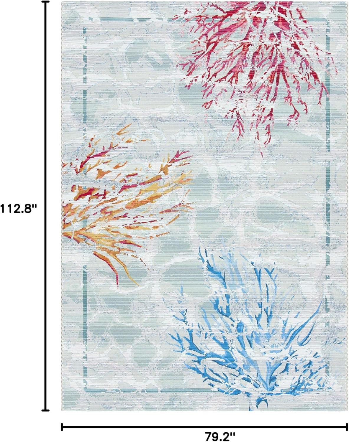 Barbados BAR535 Power Loomed Indoor/Outdoor Area Rug - Teal/White - 6'6"x9'4" - Safavieh.