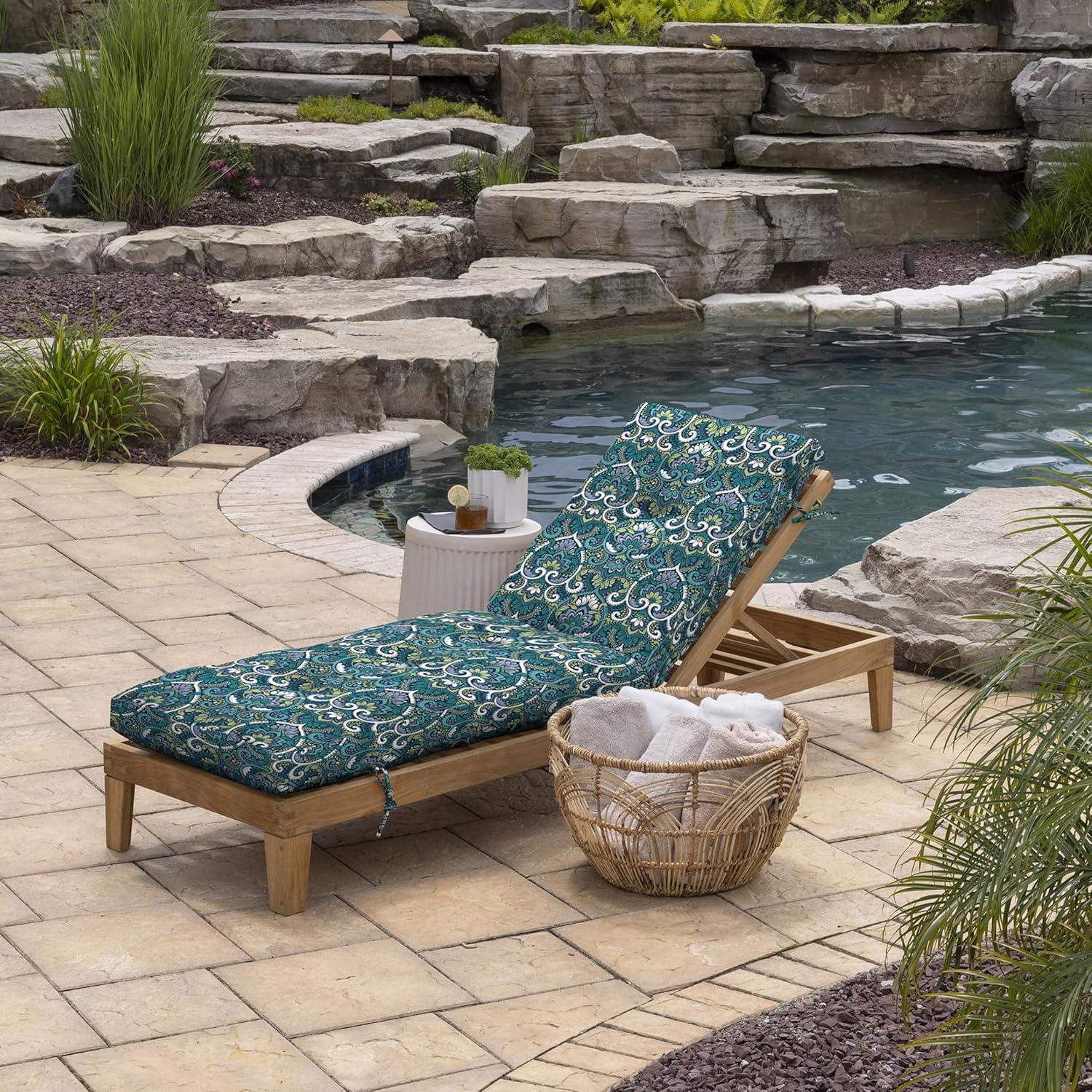 ARDEN Outdoor Plush Modern Tufted Chaise Cushion, 76 x 22, Water Repellent, Fade Resistant, Tufted Cushion for Chaise Lounger 76 x 22