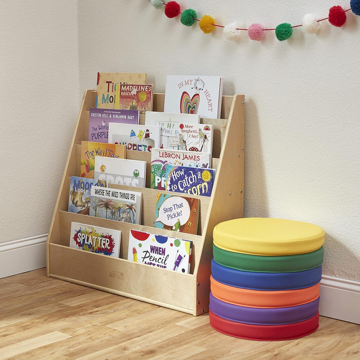 ECR4Kids Birch Streamline Book Display Stand, Kids Wooden Book Rack, Forward Facing Bookshelf