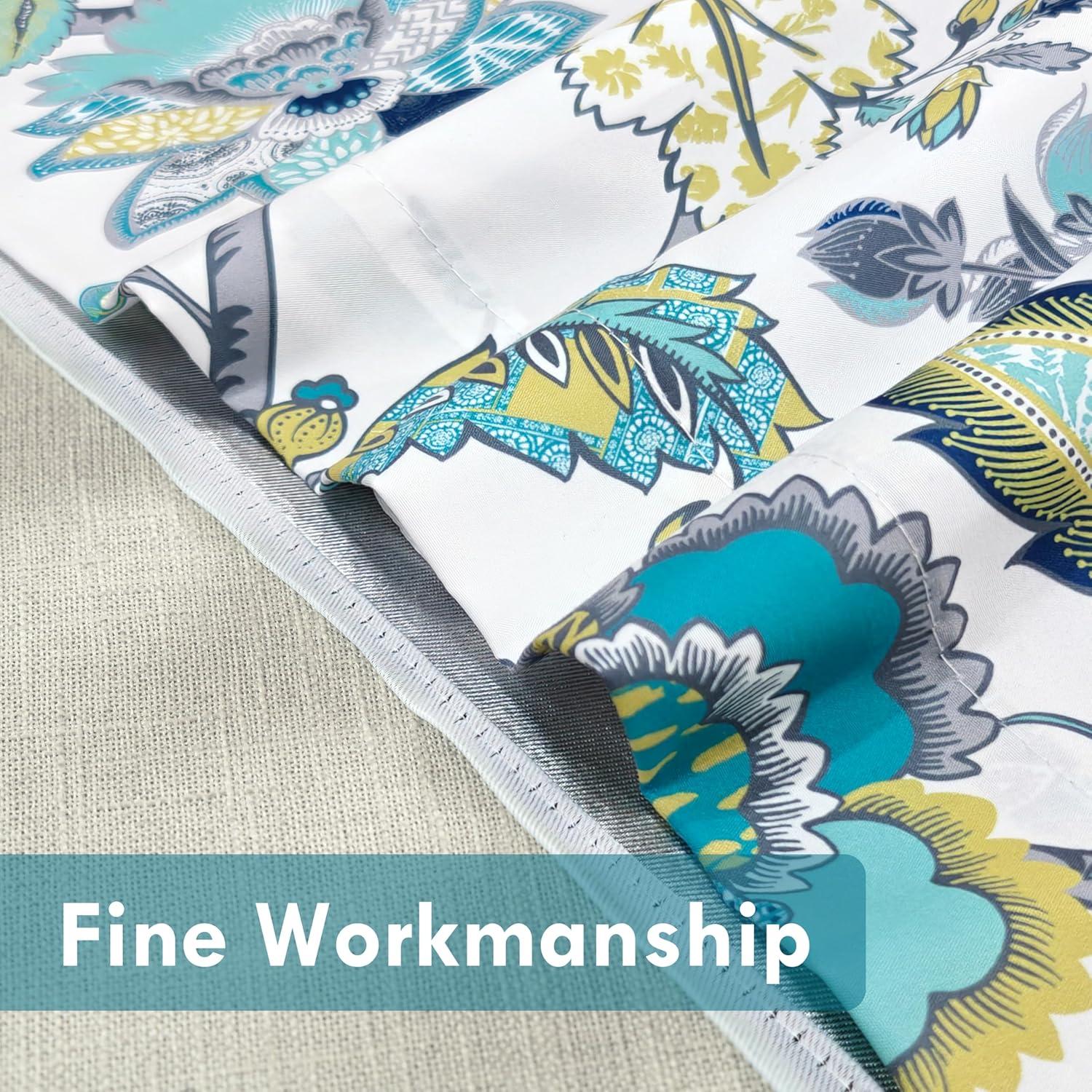 DriftAway Layla Room Darkening Valance for Kitchen Classic America Style Floral Leaves 18 Inch Length Valance for Living Room Bedroom Rod Pocket Window Treatment 52x18 White Seafoam Gray 2 Pack