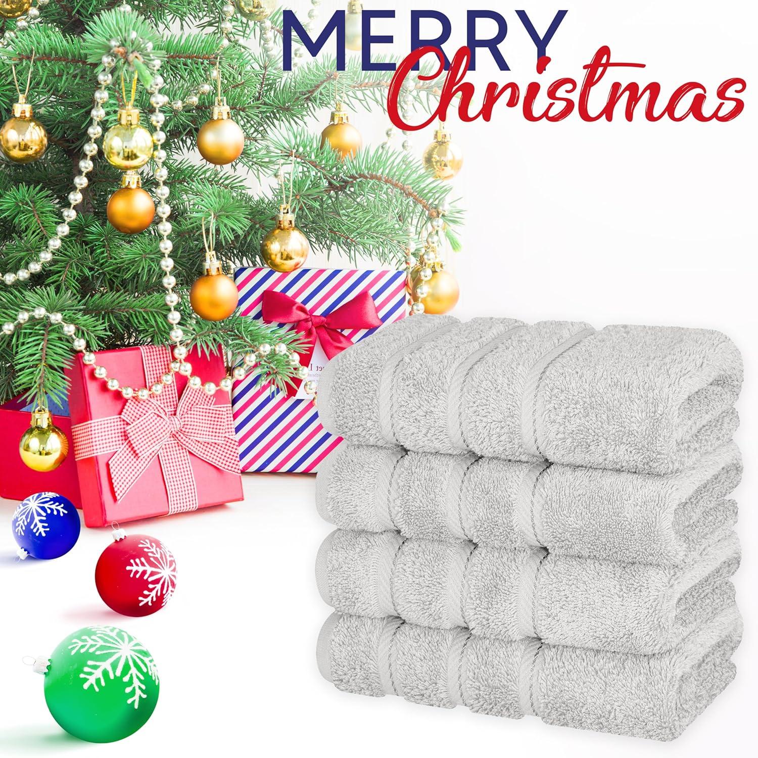 American Soft Linen Luxury Turkish 4 Piece Hand Towel Set, 100% Cotton  16x28 inches Soft and Quick Dry Hand Towels for Bathroom