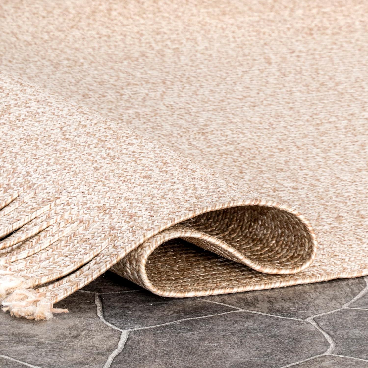 Casual Elegance Braided Tan Synthetic 3' x 5' Indoor/Outdoor Rug