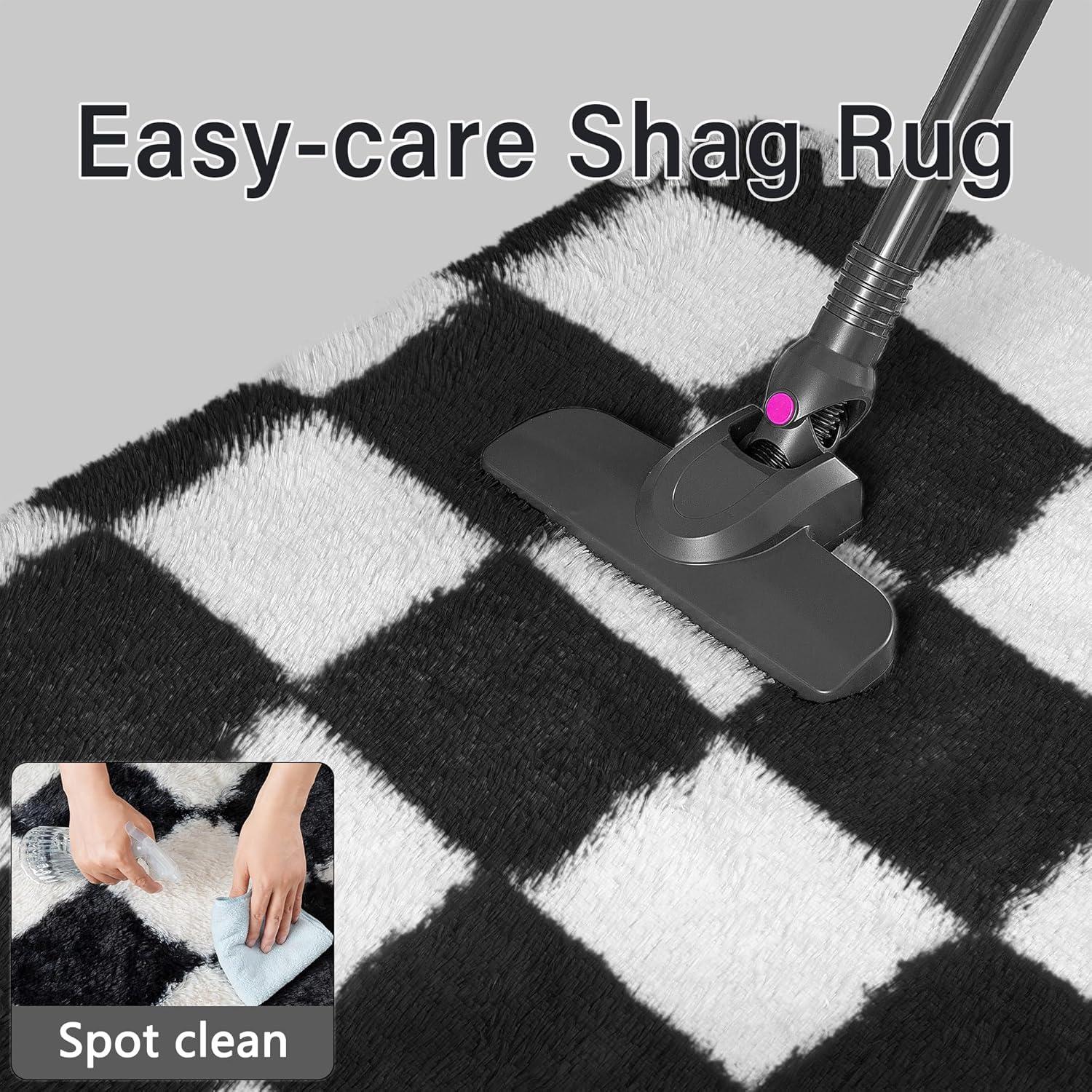 Luxe Weavers Checkered Black and White Geometric 8x10 Area Rug