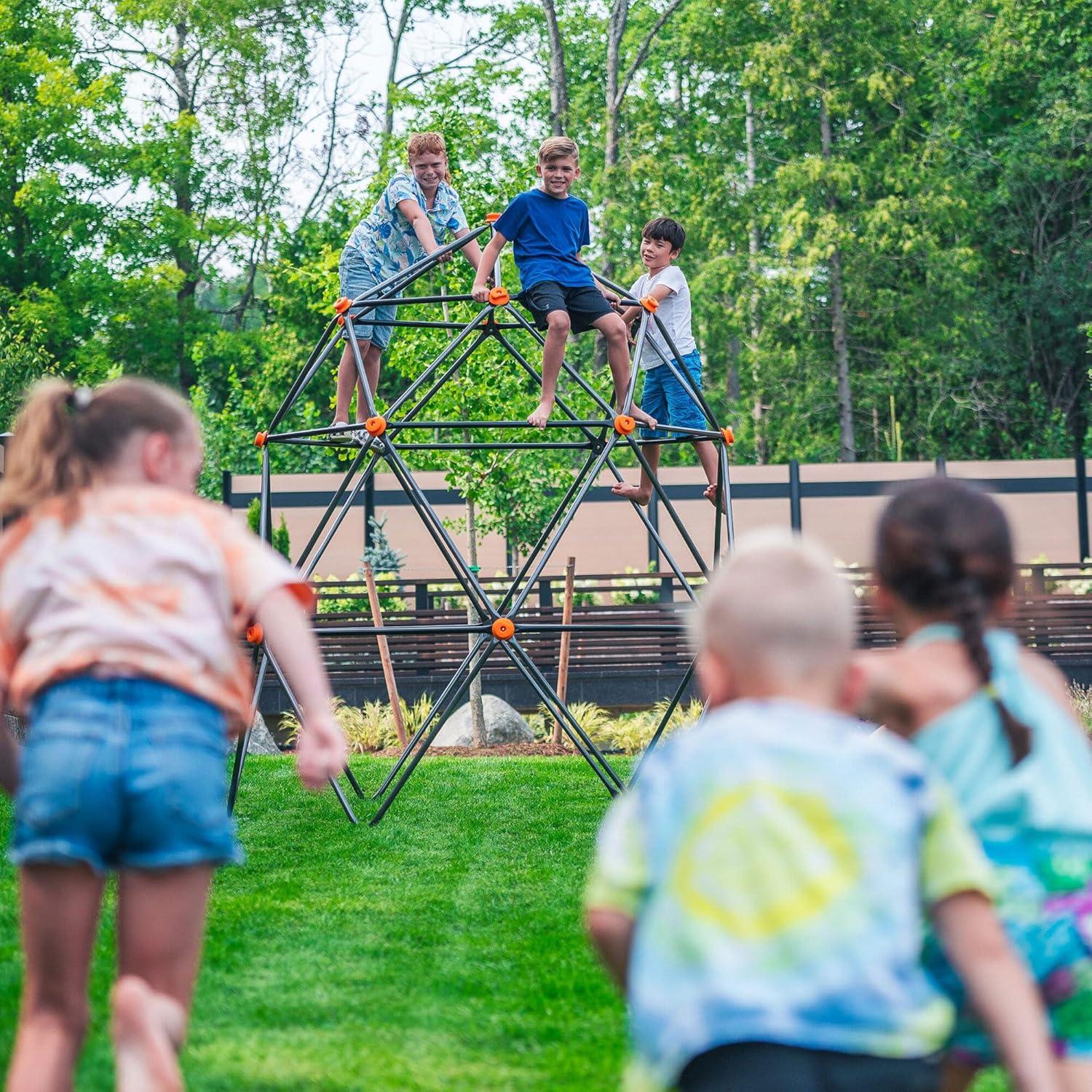 gobaplay Large Powder Coated Steel Geometric Climbing Dome with 3 Sleek Anchors and 150 Pound Weight Capacity for Kids 3 to 10 Years Old