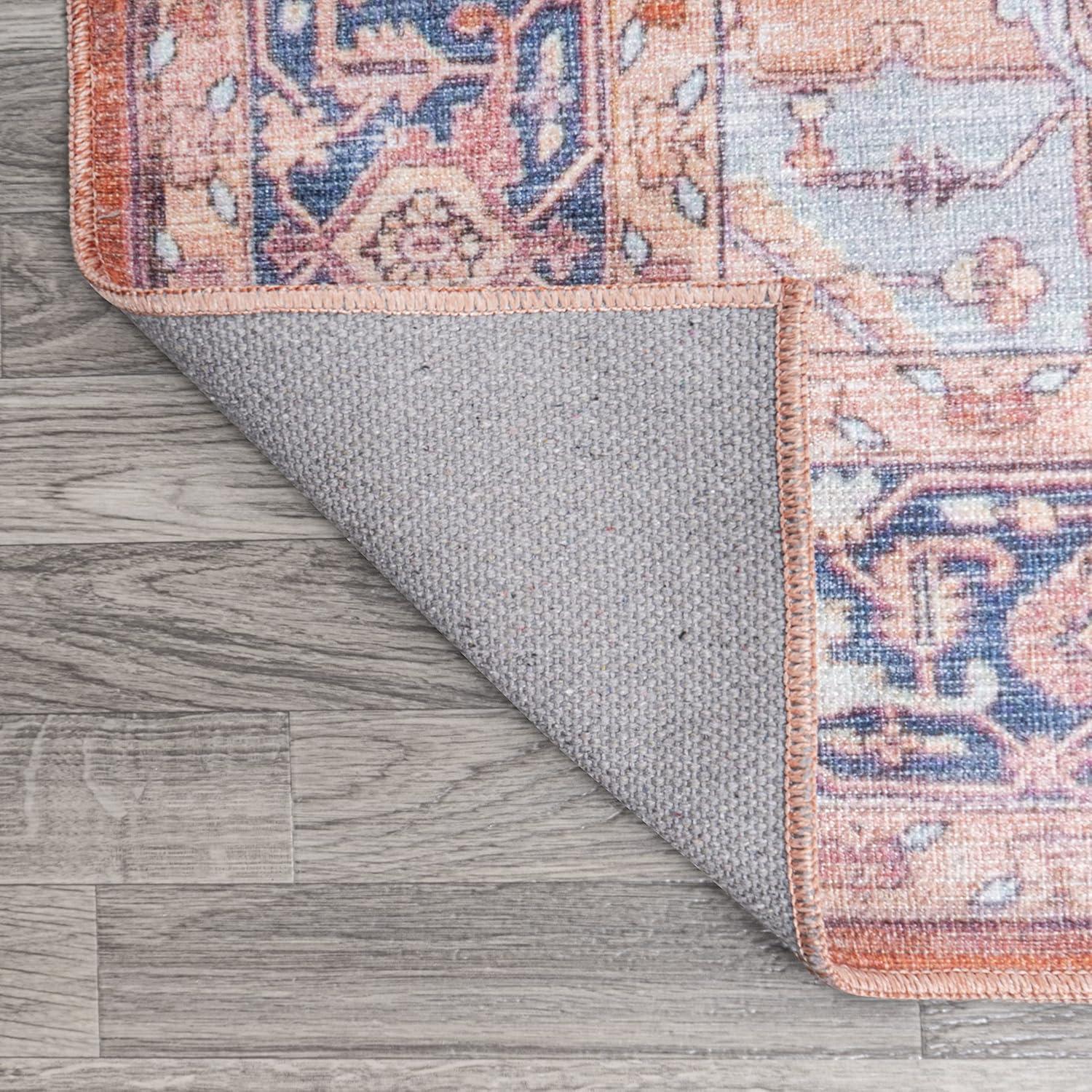5' x 8' Maris Ornate Medallion Machine Washable Indoor/Outdoor Area Rug, Orange/Cream - JONATHAN Y