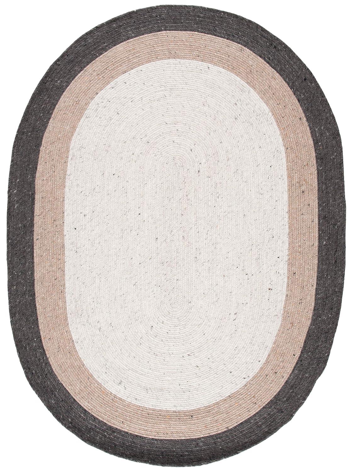 Braided BRD903 Hand Woven Indoor Area Rug - Charcoal/Ivory - 8'x10' Oval - Safavieh