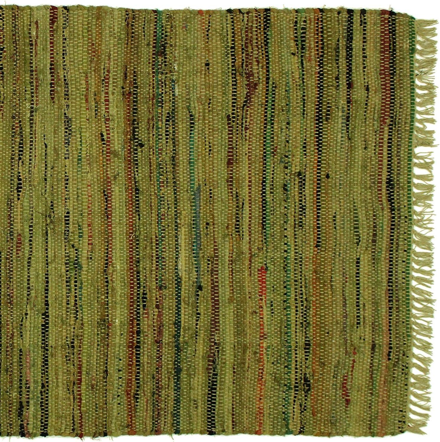 Khaki Handwoven Cotton Rectangular Rag Rug 24" x 36"