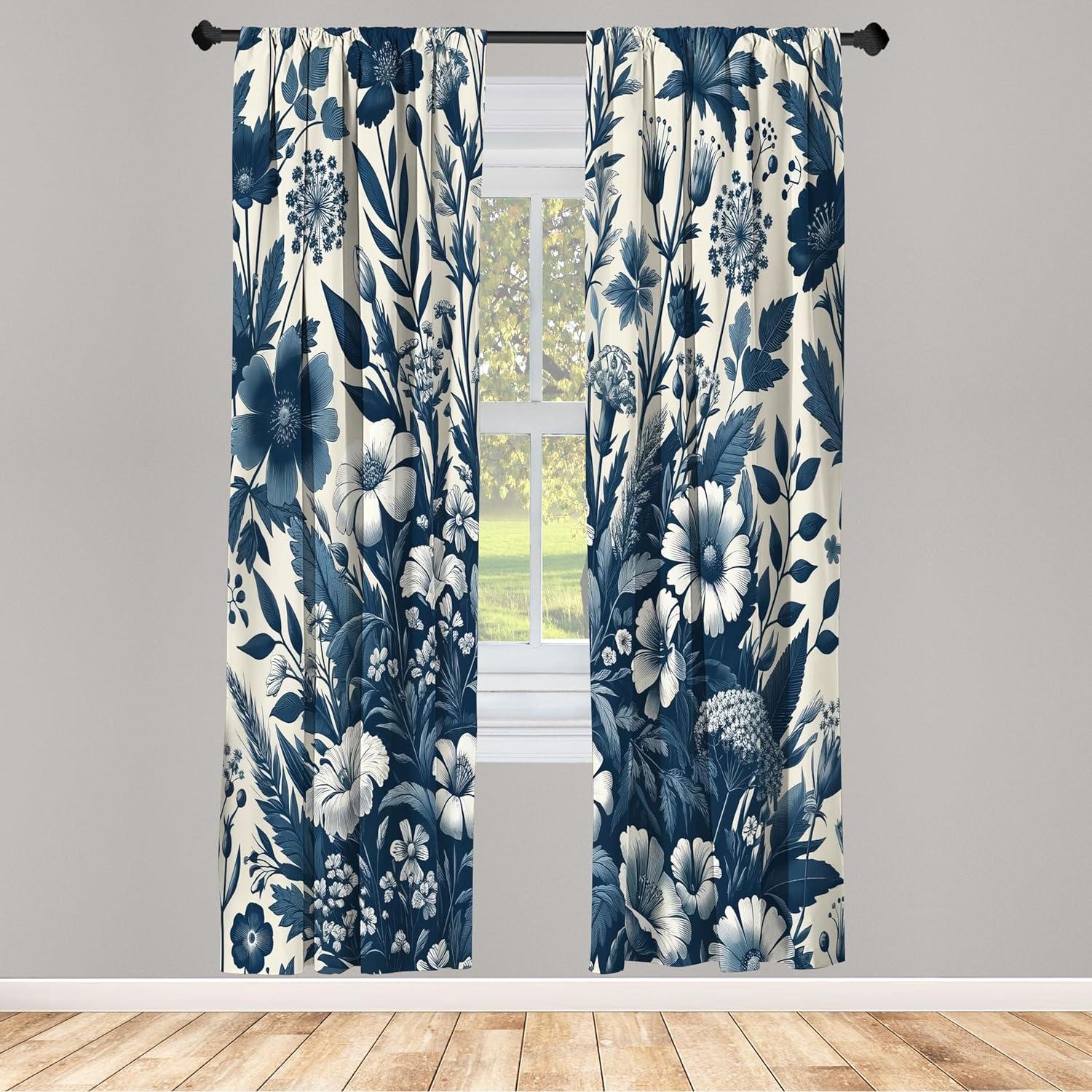 Microfiber Semi Sheer Curtain Pair