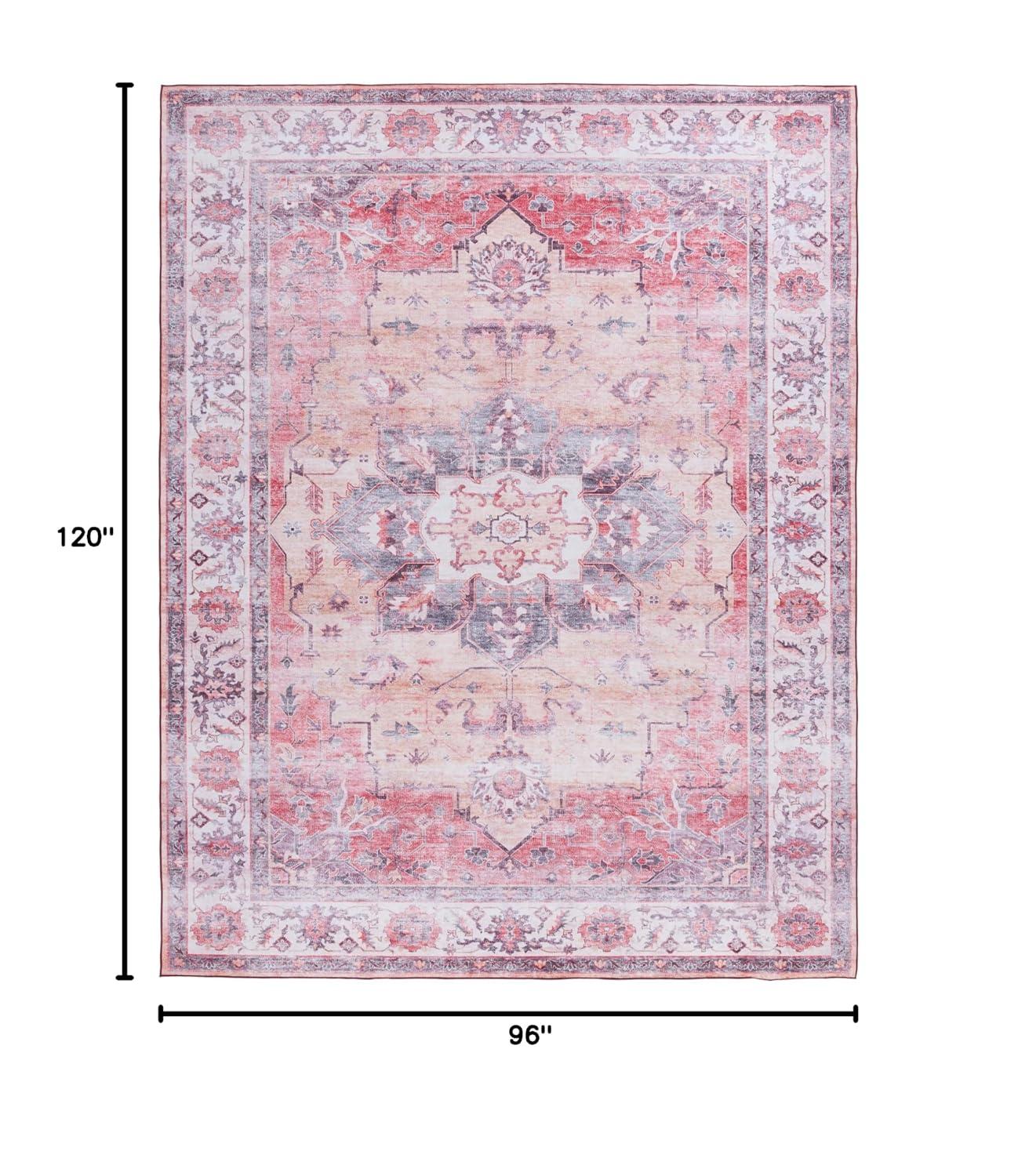 Tucson TSN163 Power Loomed Machine Washable Area Rug - Rust/Beige - 8'x10' - Safavieh.