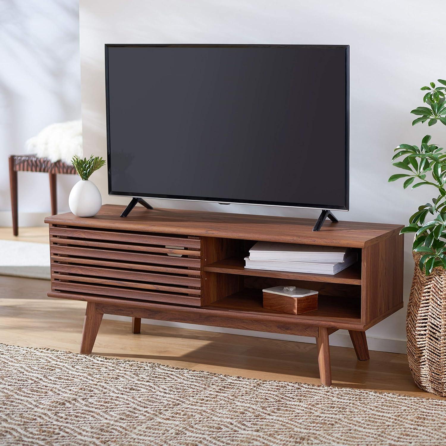 Aurelio Walnut 2-Shelf Retro Media TV Stand