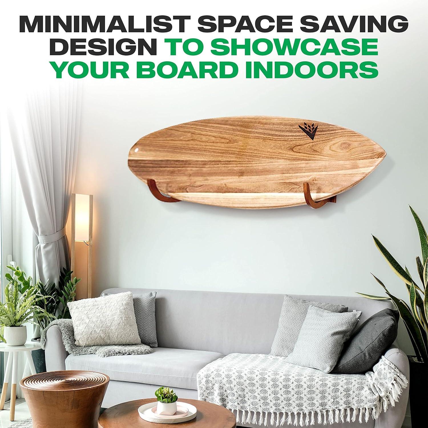 Bamboo Wall-Mounted Surfboard Display Rack