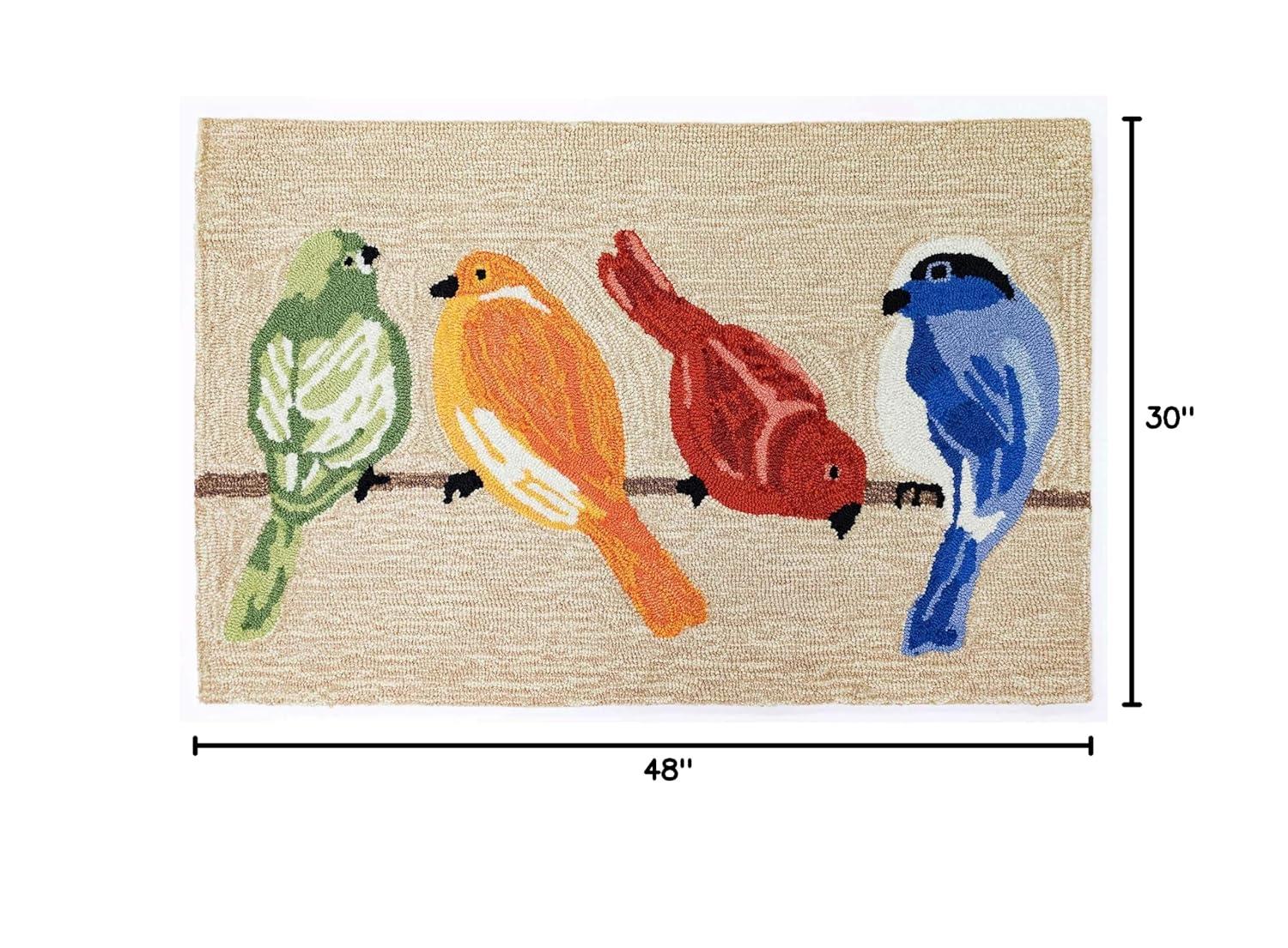 Liora Manne Frontporch Birds Indoor/Outdoor Rug Neutral 2'6" x 4'