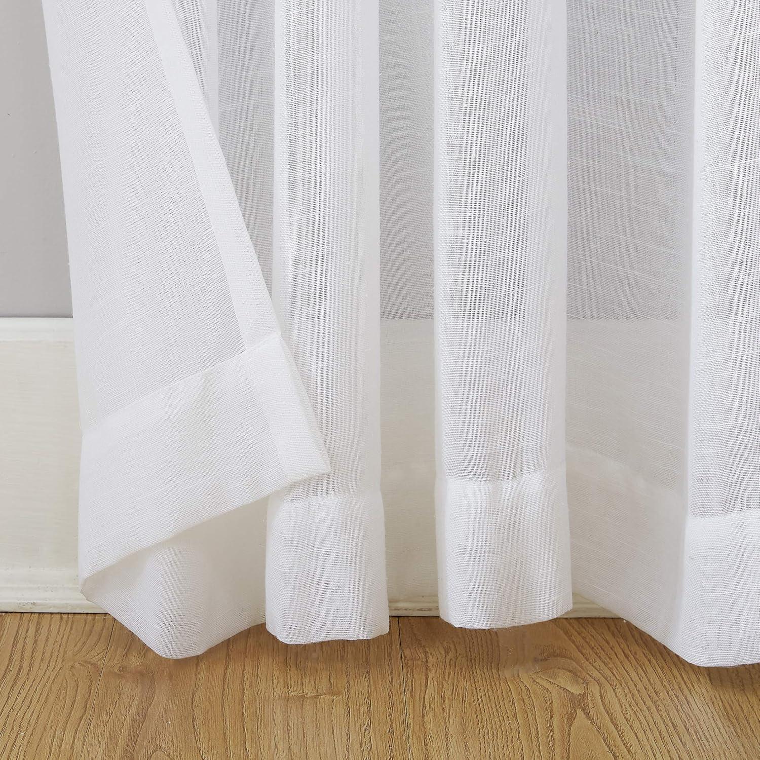 95"x52" Slub Textured Linen Blend Grommet Top Curtain White - Archaeo: Modern Light Filtering Panel